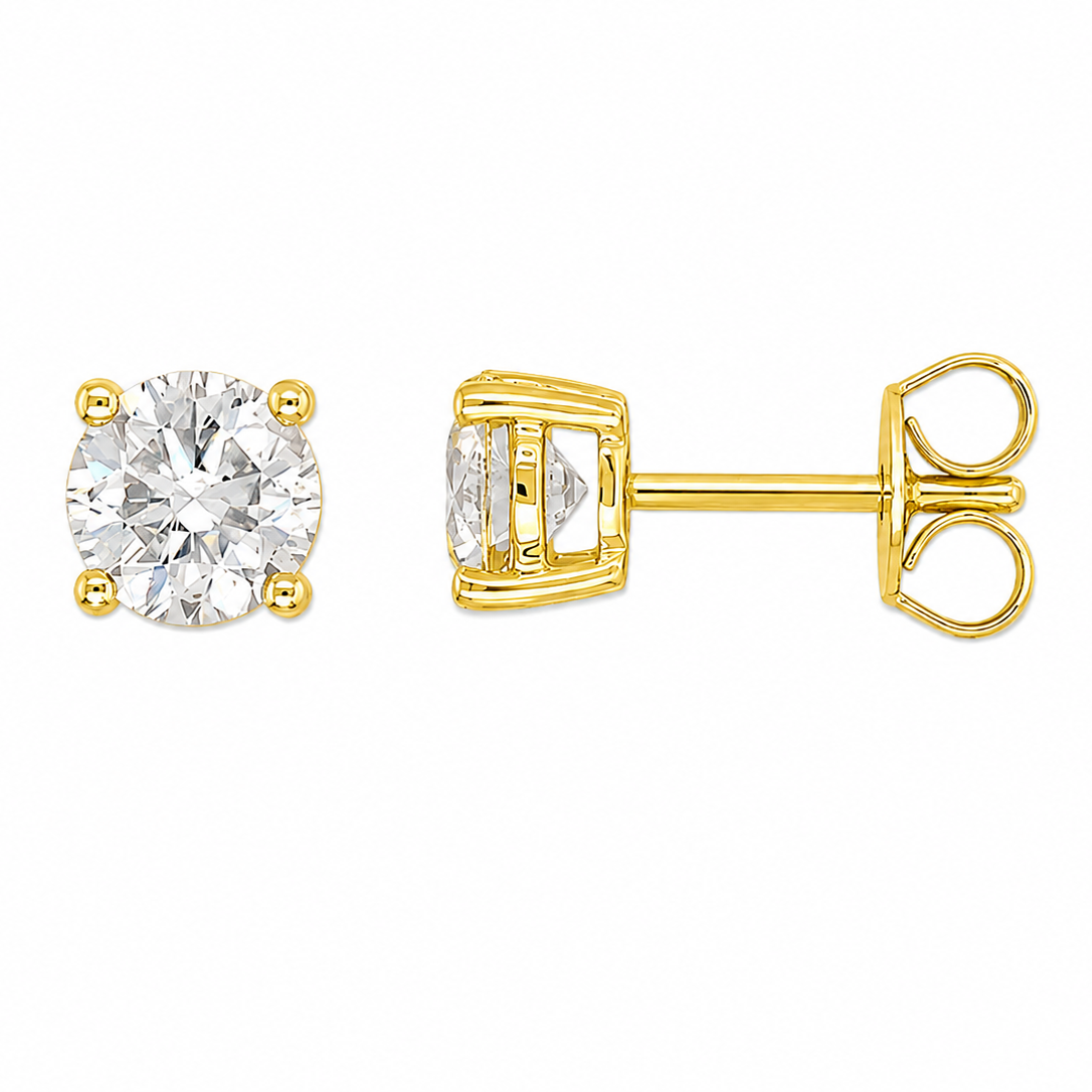 9ct Yellow Gold Lab-Grown Diamond Stud Earrings, 1.01ct Total
