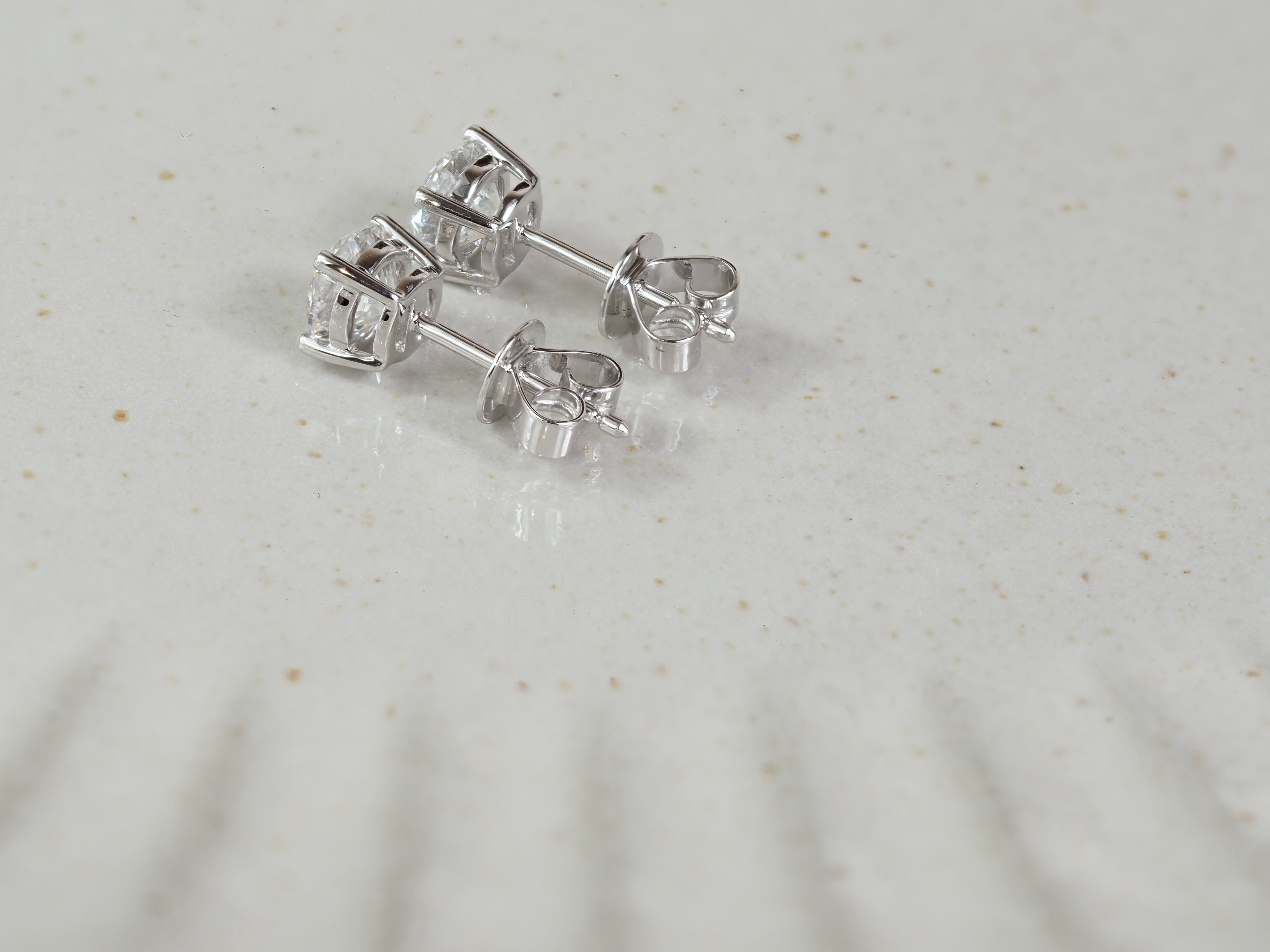 9ct White Gold Lab-Grown Diamond Stud Earrings, 1.53ct Total