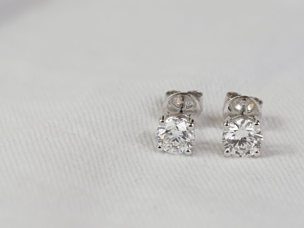 9ct White Gold Lab-Grown Diamond Stud Earrings, 2.02ct Total