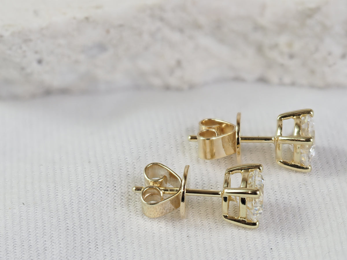 9ct Yellow Gold Lab-Grown Diamond Stud Earrings, 2.02ct Total