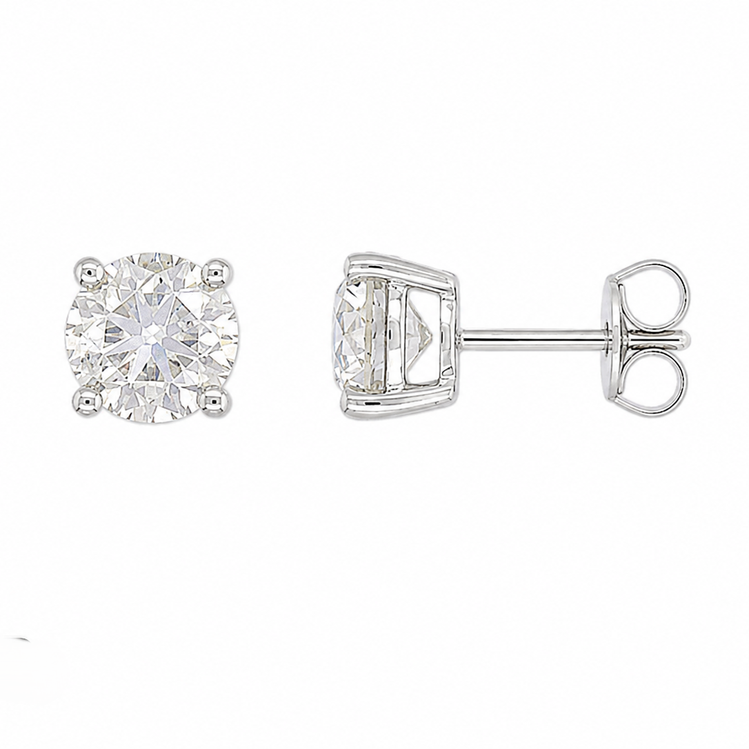 9ct White Gold Lab-Grown Diamond Stud Earrings, 2.02ct Total