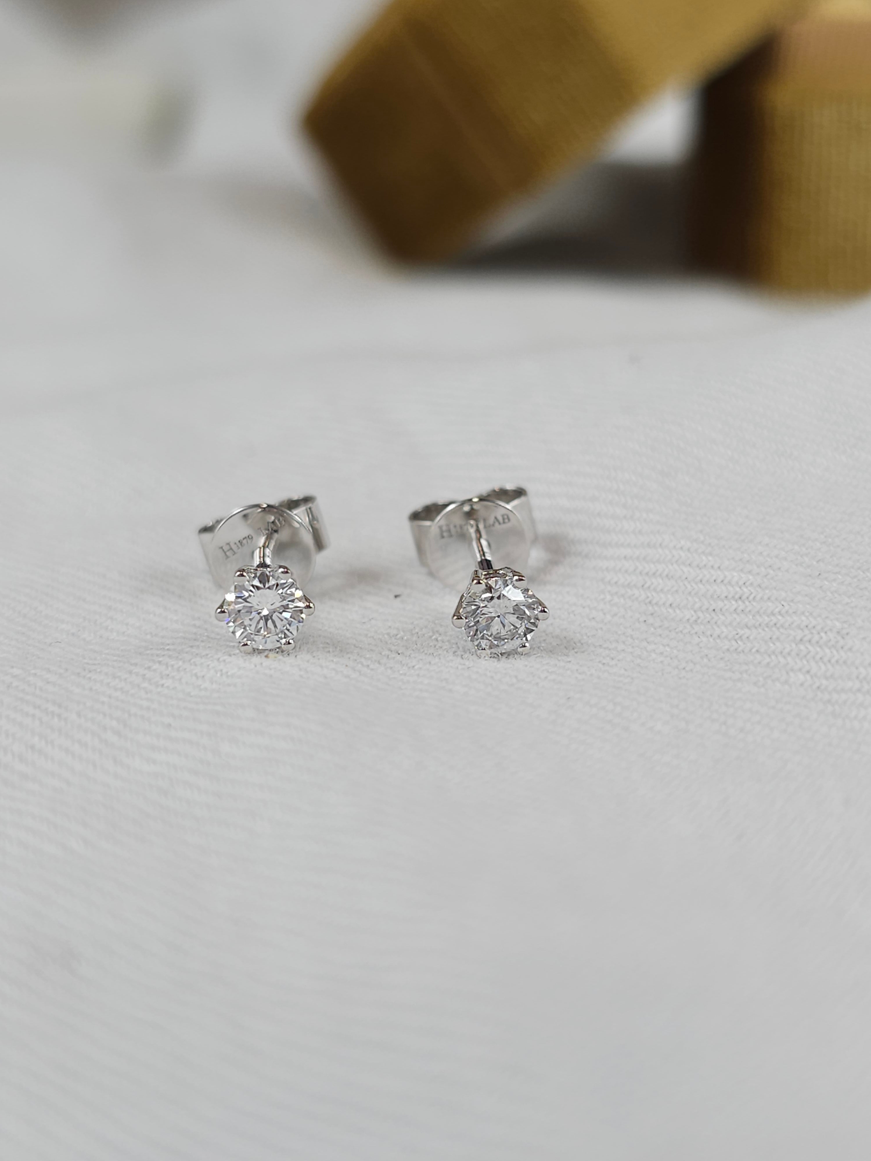 9ct White Gold Lab-Grown Diamond stud earrings, 0.44ct total