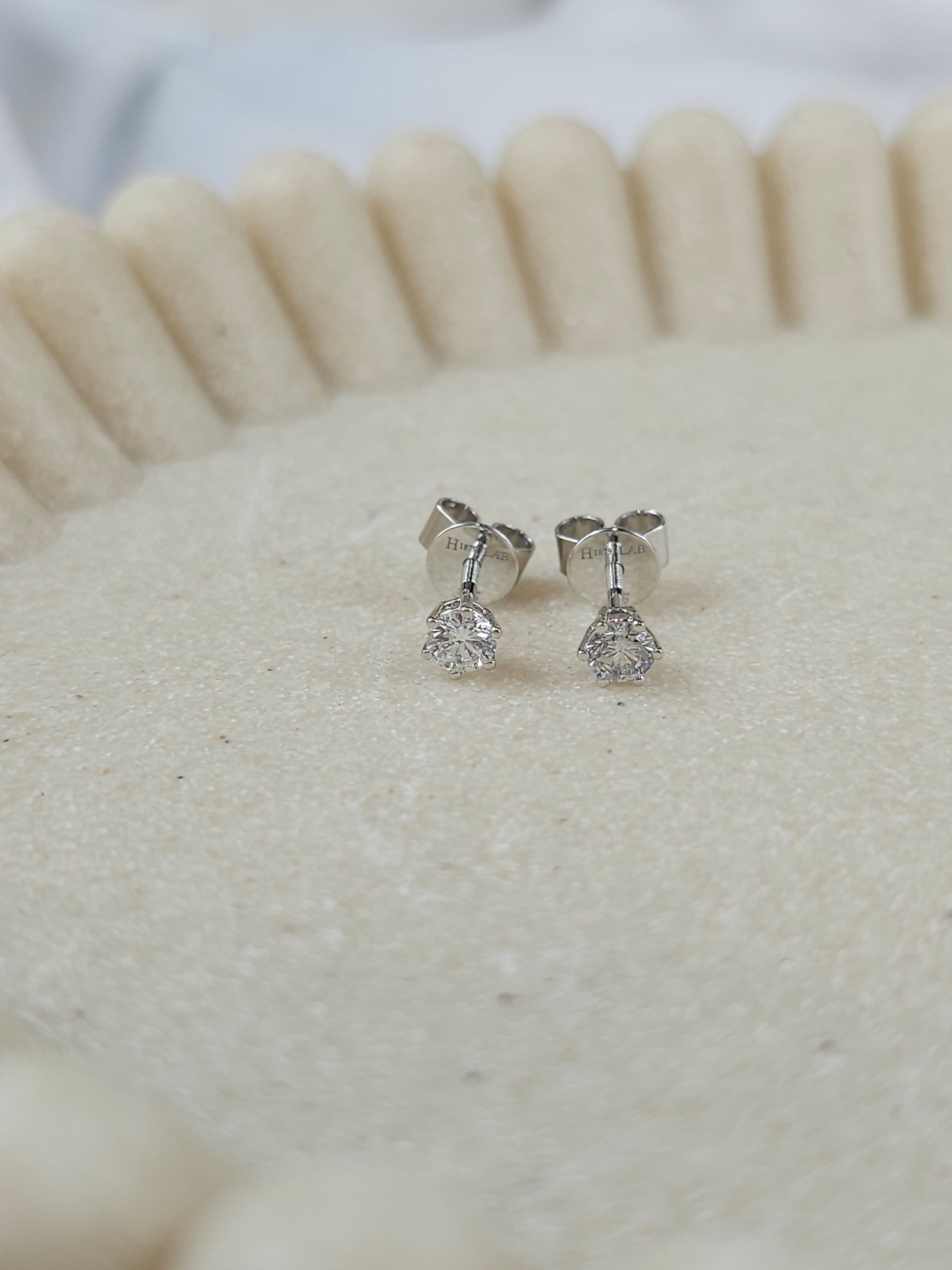 9ct White Gold Lab-Grown Diamond stud earrings, 0.44ct total