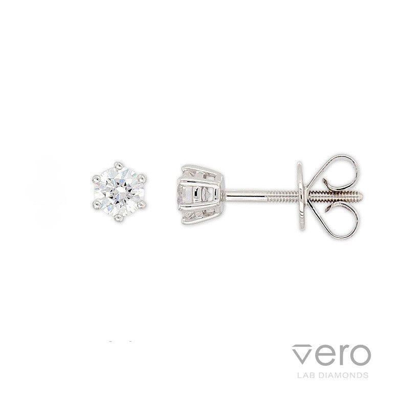 9ct White Gold Lab-Grown Diamond stud earrings, 0.44ct total