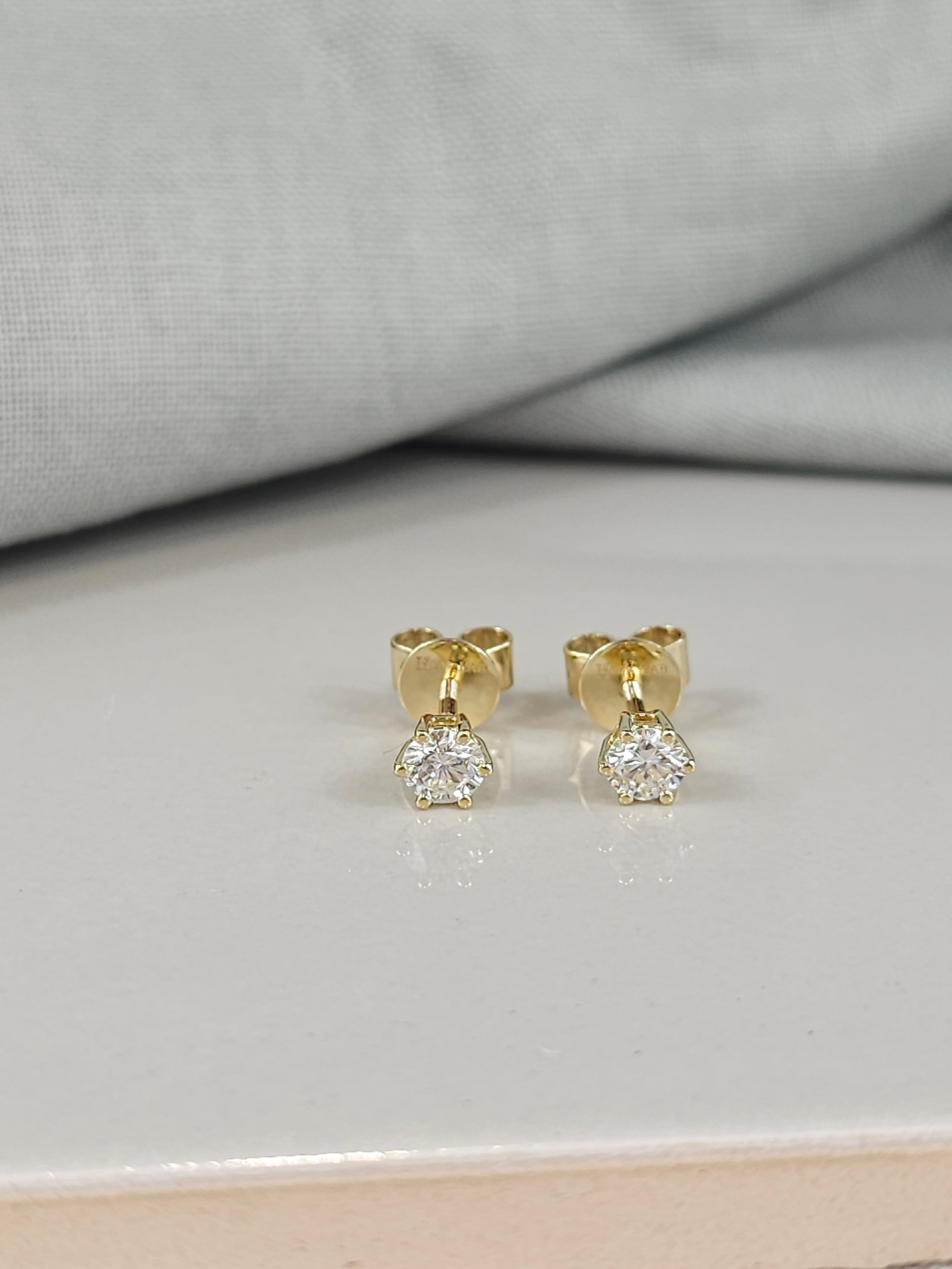 9ct Yellow Gold Lab-Grown Diamond stud earrings, 0.53ct total