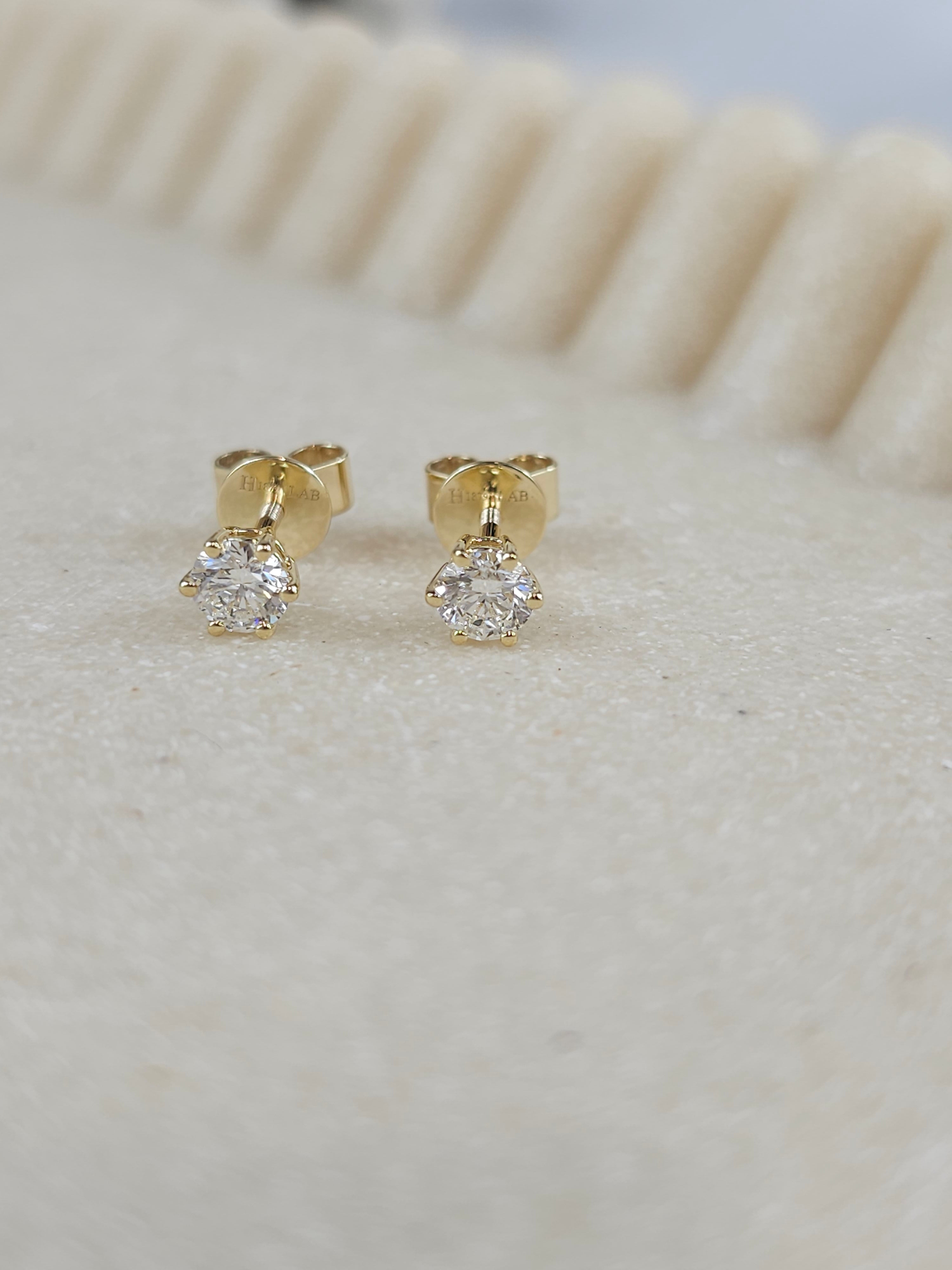 9ct Yellow Gold Lab-Grown Diamond stud earrings, 0.65ct total