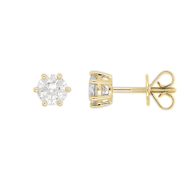 9ct Yellow Gold Lab-Grown Diamond studs, 1.05ct total