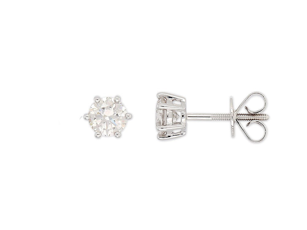 9ct White Gold Lab-Grown Diamond studs, 1ct total