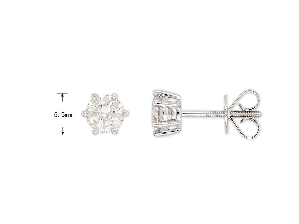 9ct White Gold Lab-Grown Diamond studs, 1ct total