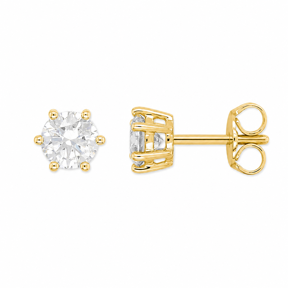 9ct Yellow Gold Lab-Grown Diamond studs, 1.05ct total