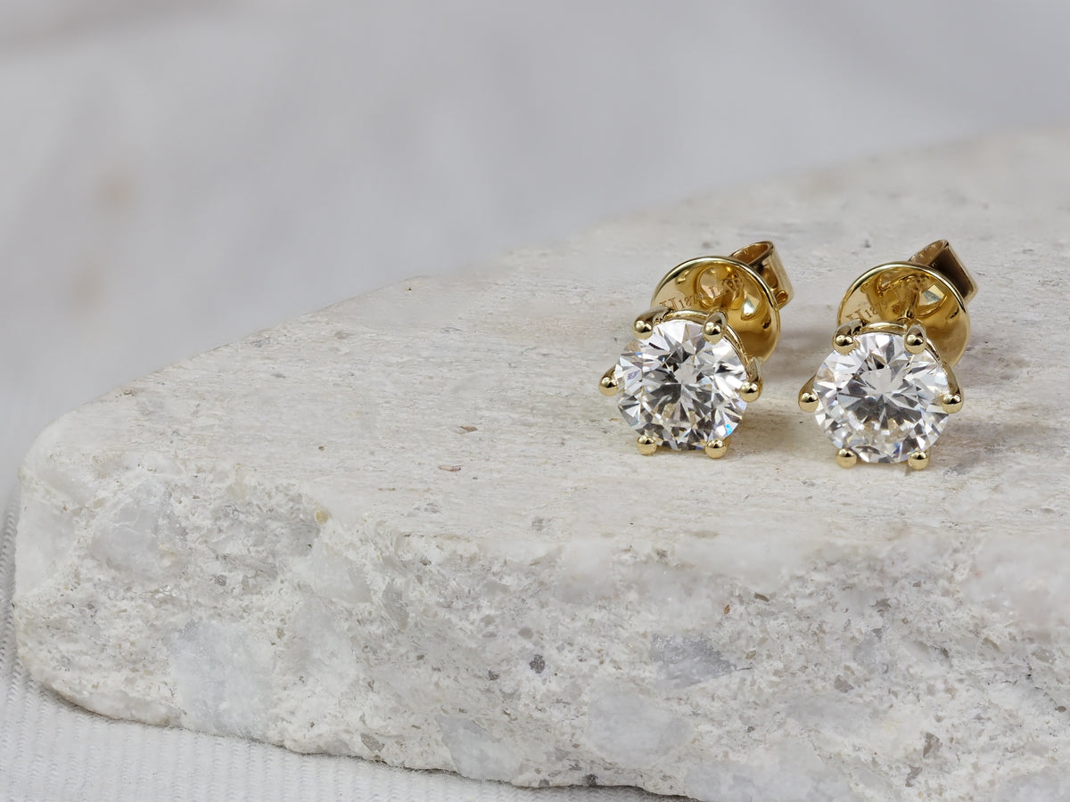9ct Yellow Gold Lab-Grown Diamond Stud Earrings, 2.02ct Total