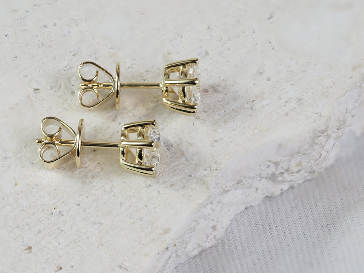 9ct Yellow Gold Lab-Grown Diamond Stud Earrings, 2.02ct Total
