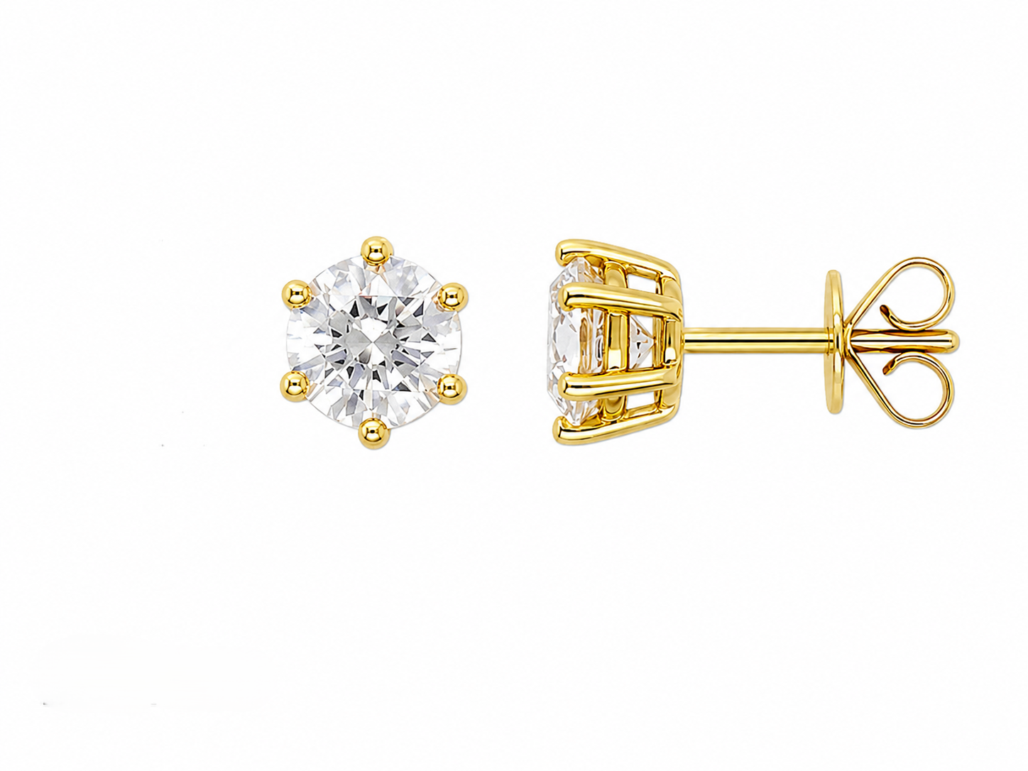 9ct Yellow Gold Lab-Grown Diamond Stud Earrings, 2.02ct Total
