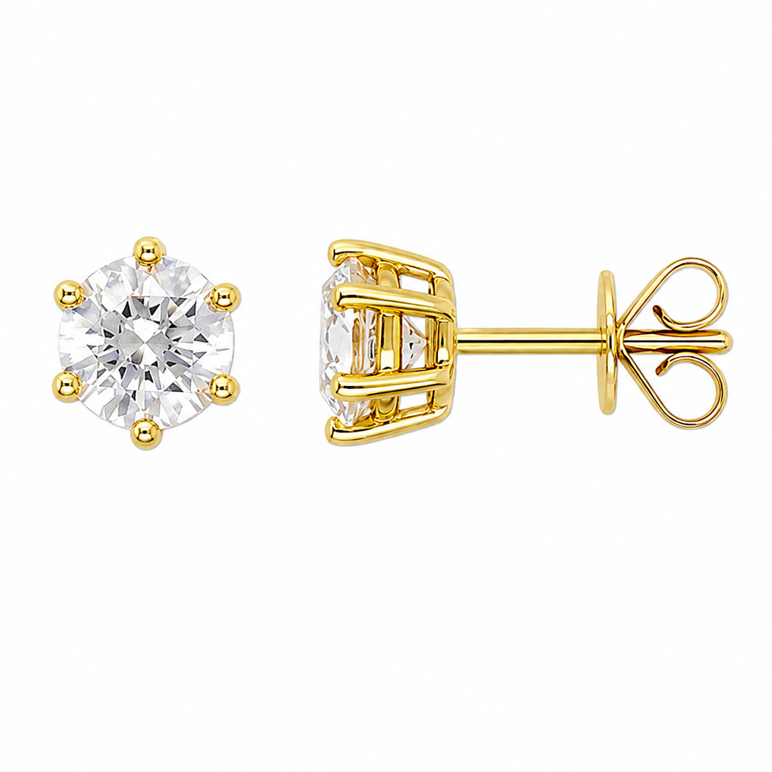 9ct Yellow Gold Lab-Grown Diamond Stud Earrings, 2.02ct Total