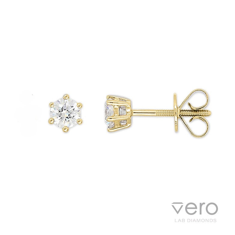 9ct Yellow Gold Lab-Grown Diamond stud earrings, 0.53ct total