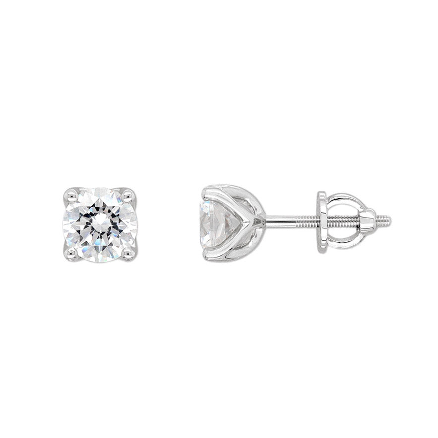 9ct White Gold Lab-Grown Diamond Stud Earrings, 2 carats total