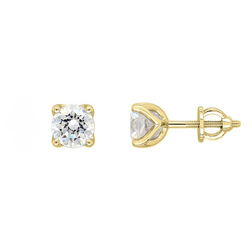9ct Yellow Gold Lab-Grown Round Diamond Stud Earrings, 2.04ct Total