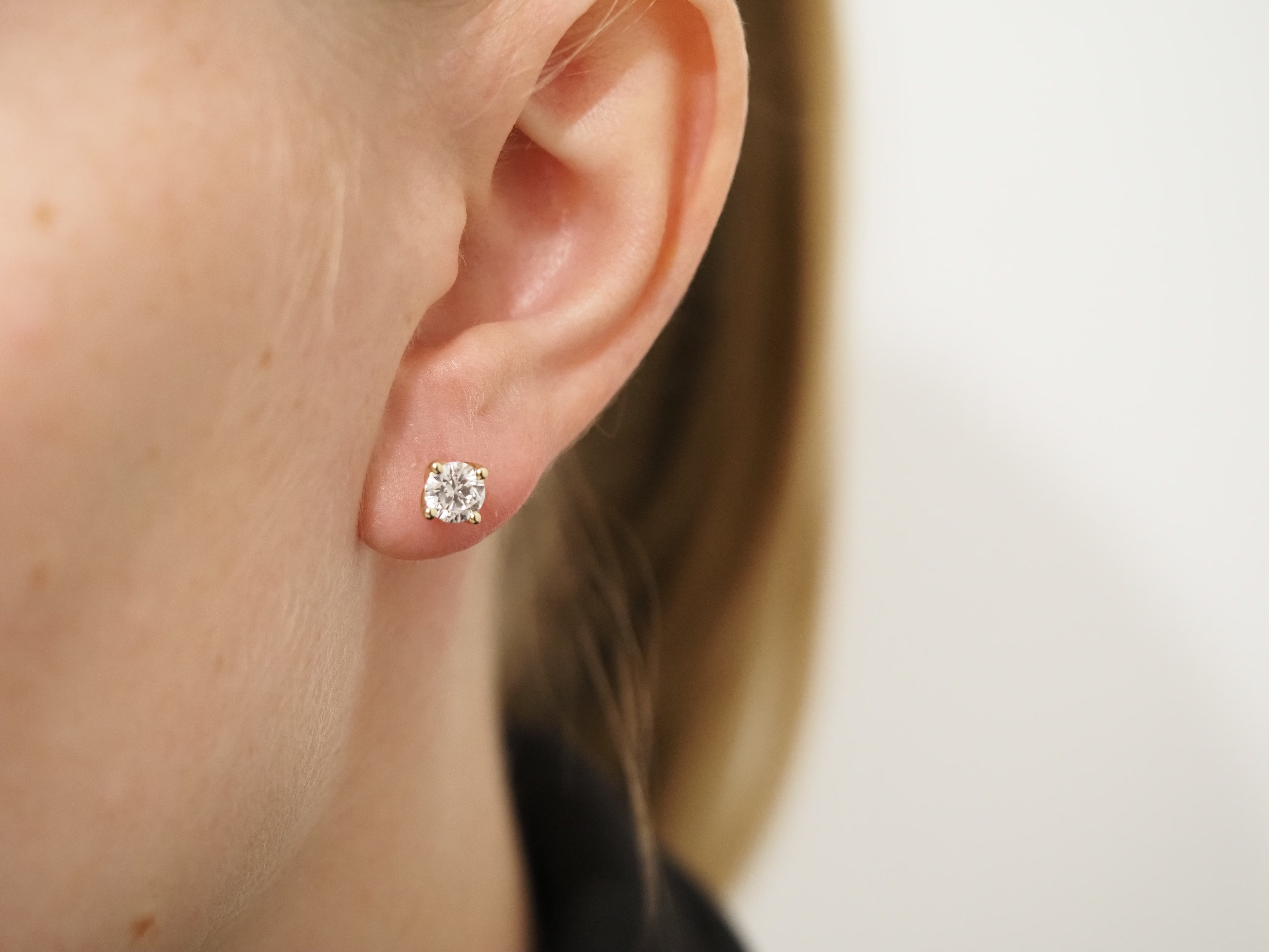 9ct Yellow Gold Lab-Grown Diamond Stud Earrings, 1.50ct total