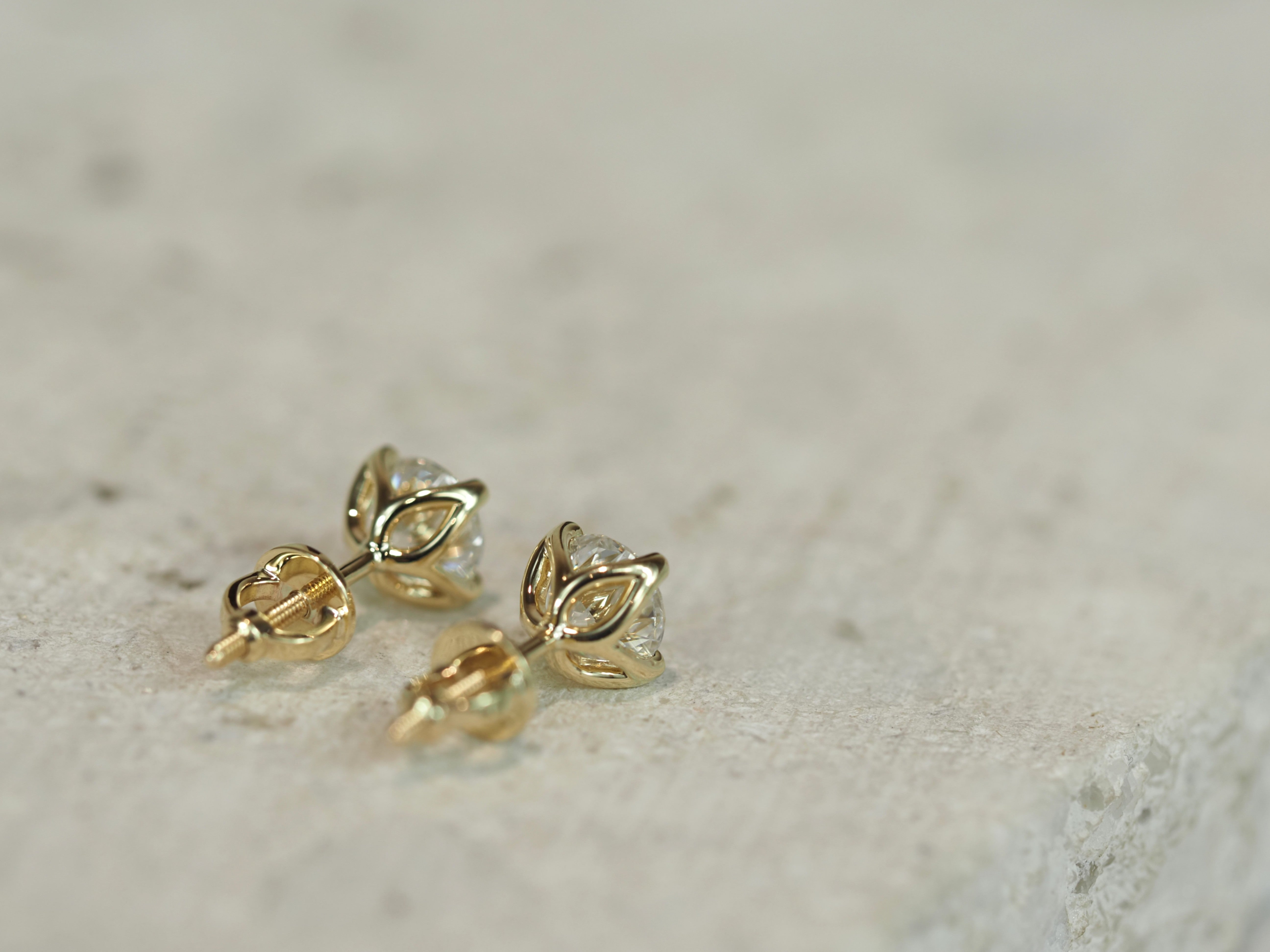 9ct Yellow Gold Lab-Grown Diamond Stud Earrings, 1.50ct total