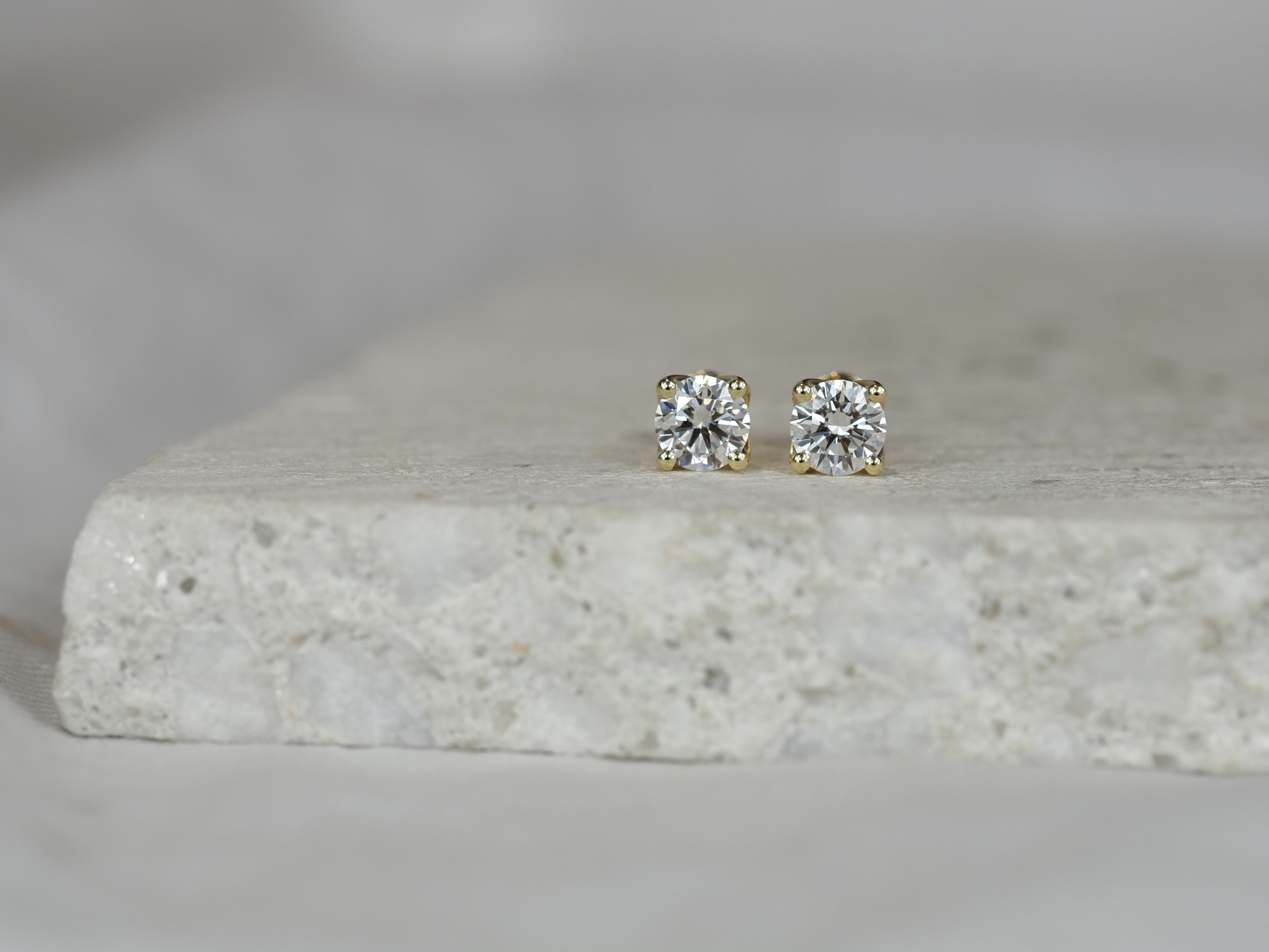 9ct Yellow Gold Lab-Grown Diamond Stud Earrings, 1.50ct total