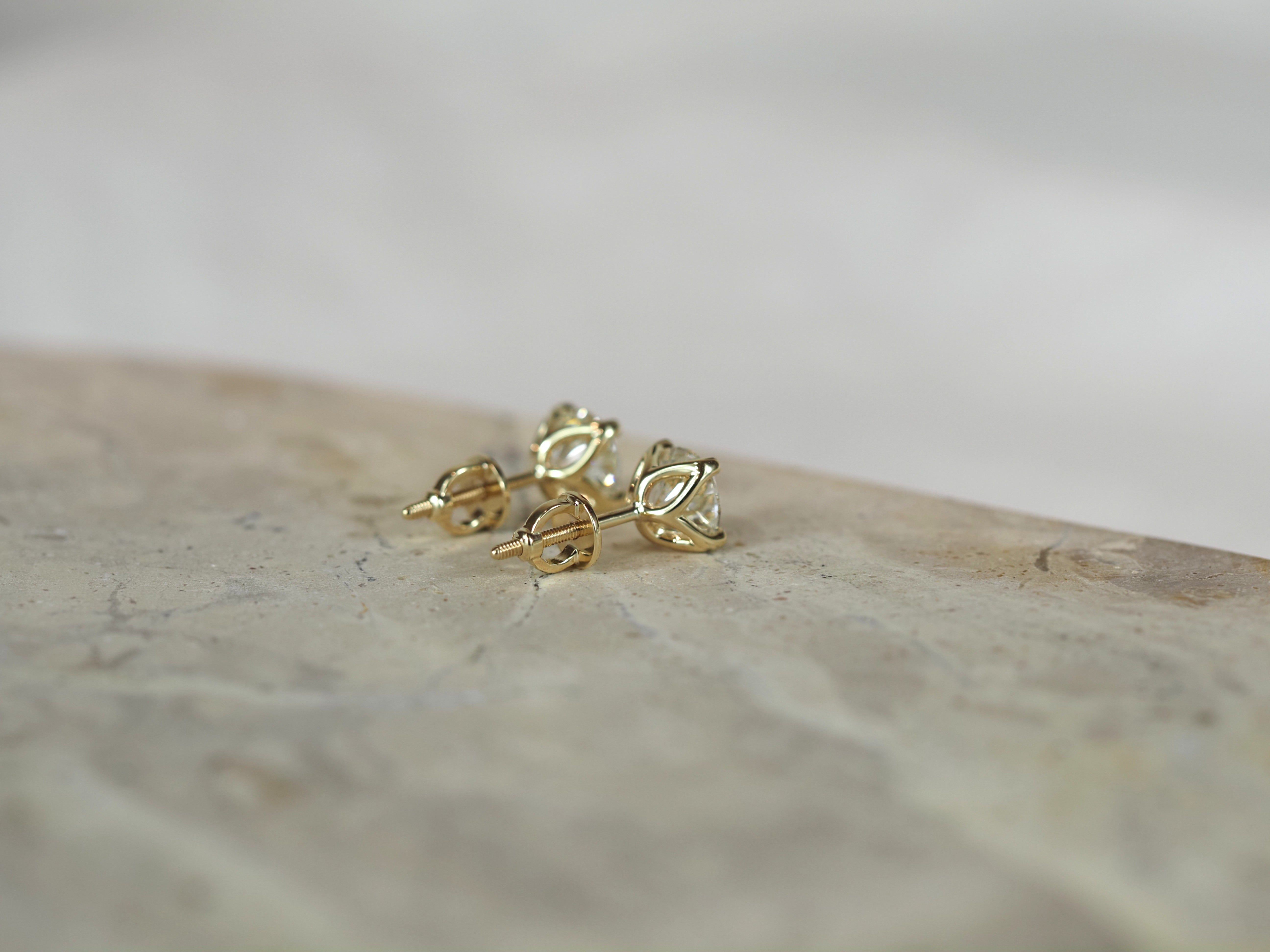 9ct Yellow Gold Lab-Grown Diamond Stud Earrings, 2ct Total