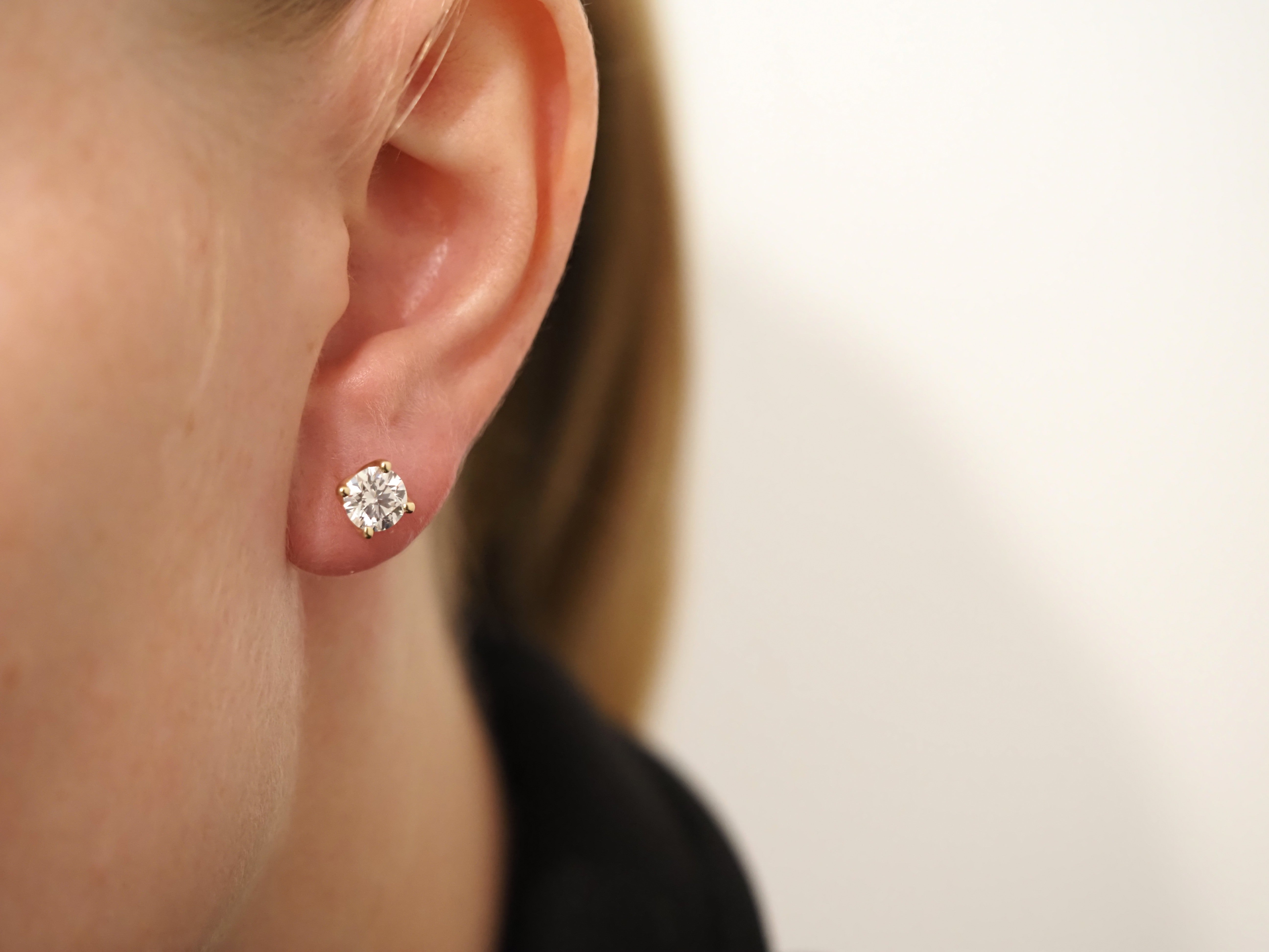 9ct Yellow Gold Lab-Grown Round Diamond Stud Earrings, 2.04ct Total