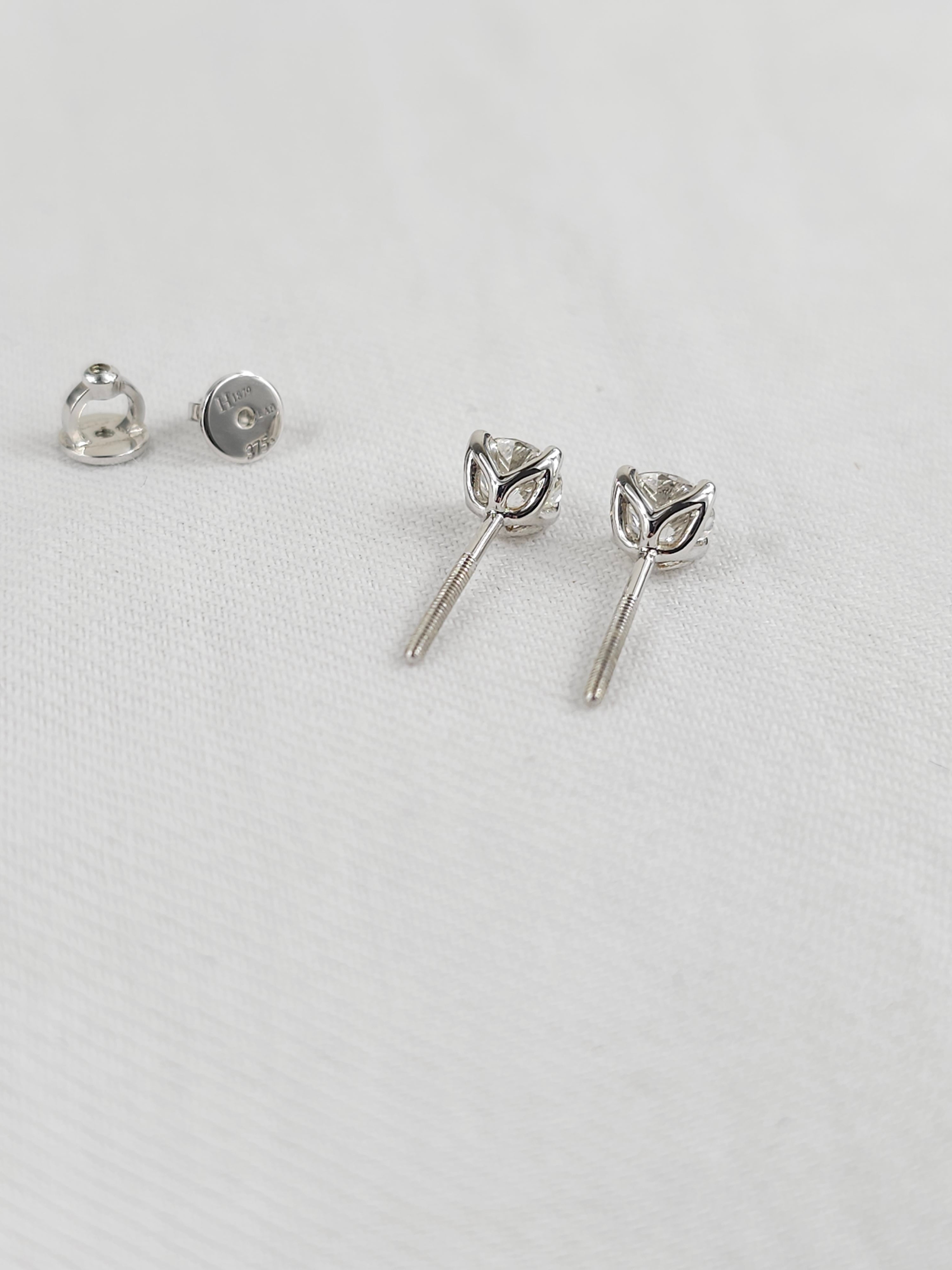 9ct White Gold Lab-Grown Diamond Stud Earrings, 1.50ct total