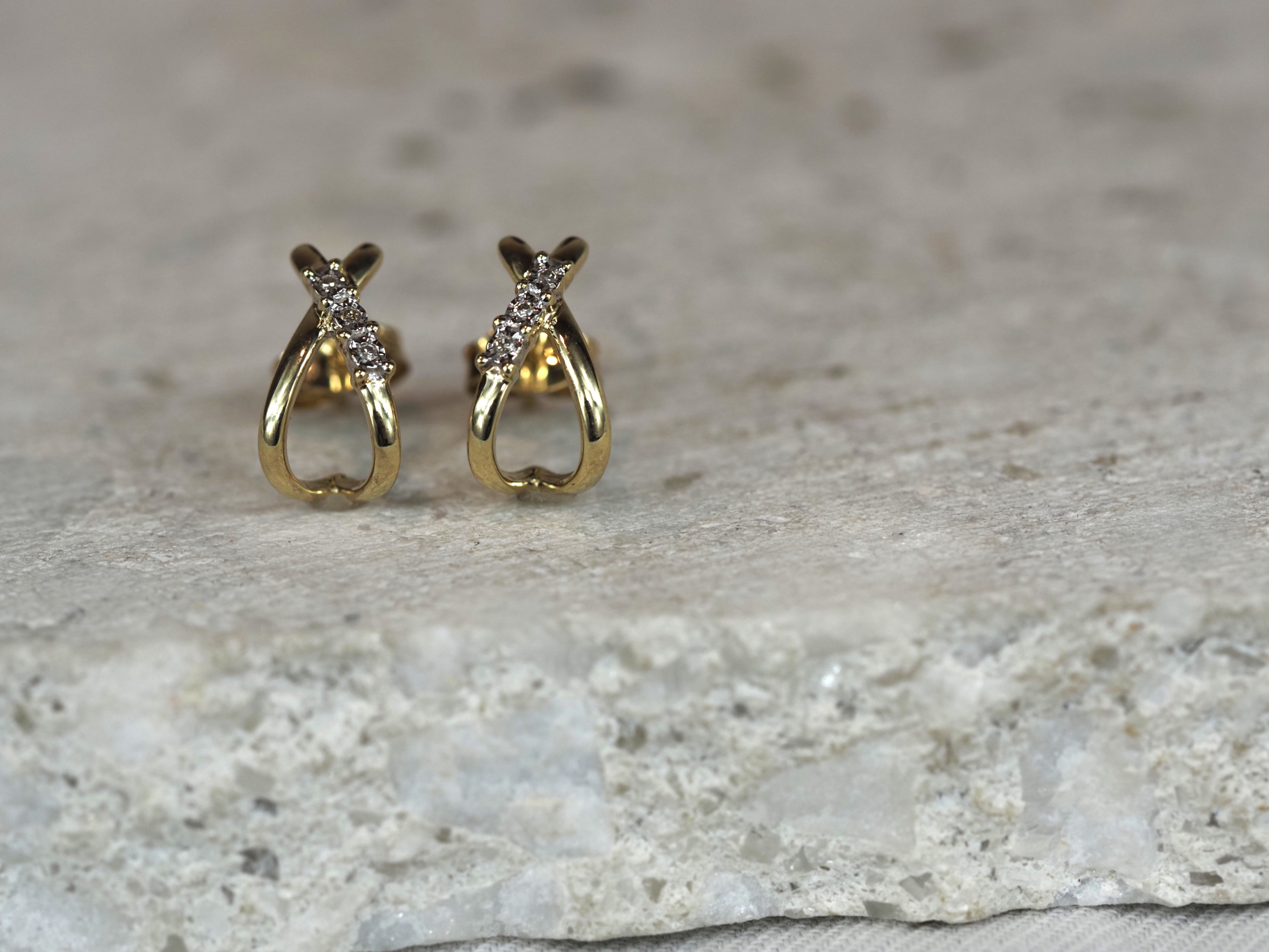 9ct Yellow Gold Diamond Stud Earrings, 0.019ct total