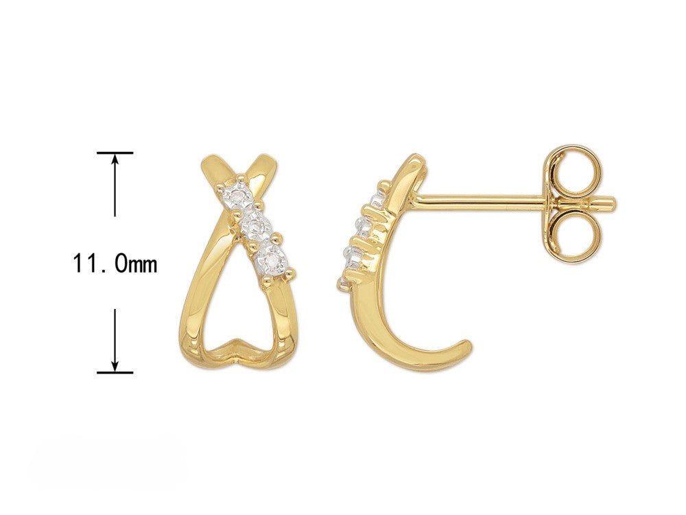 9ct Yellow Gold Diamond Stud Earrings, 0.019ct total