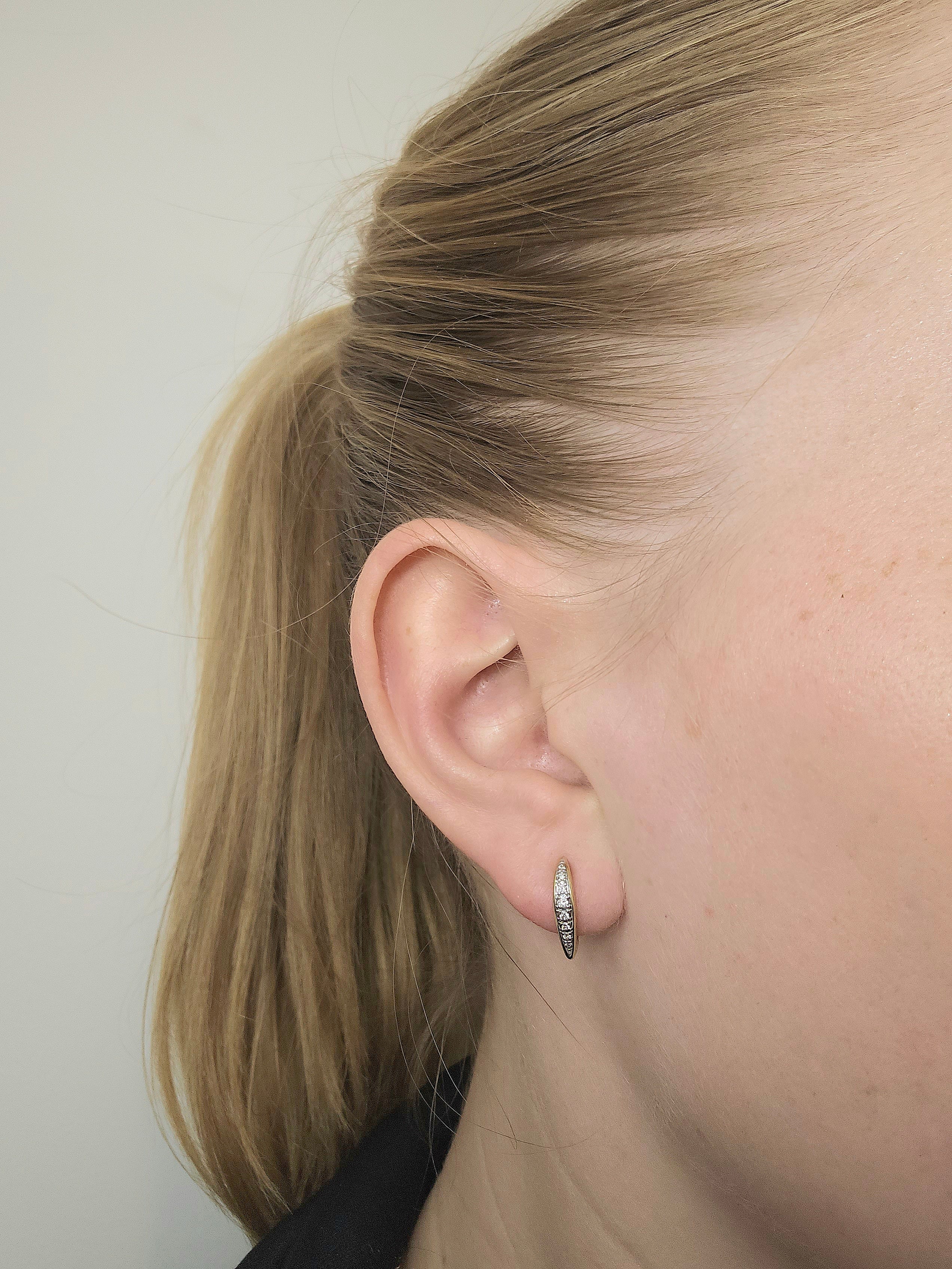 9ct Yellow Gold Beadset Diamond huggies