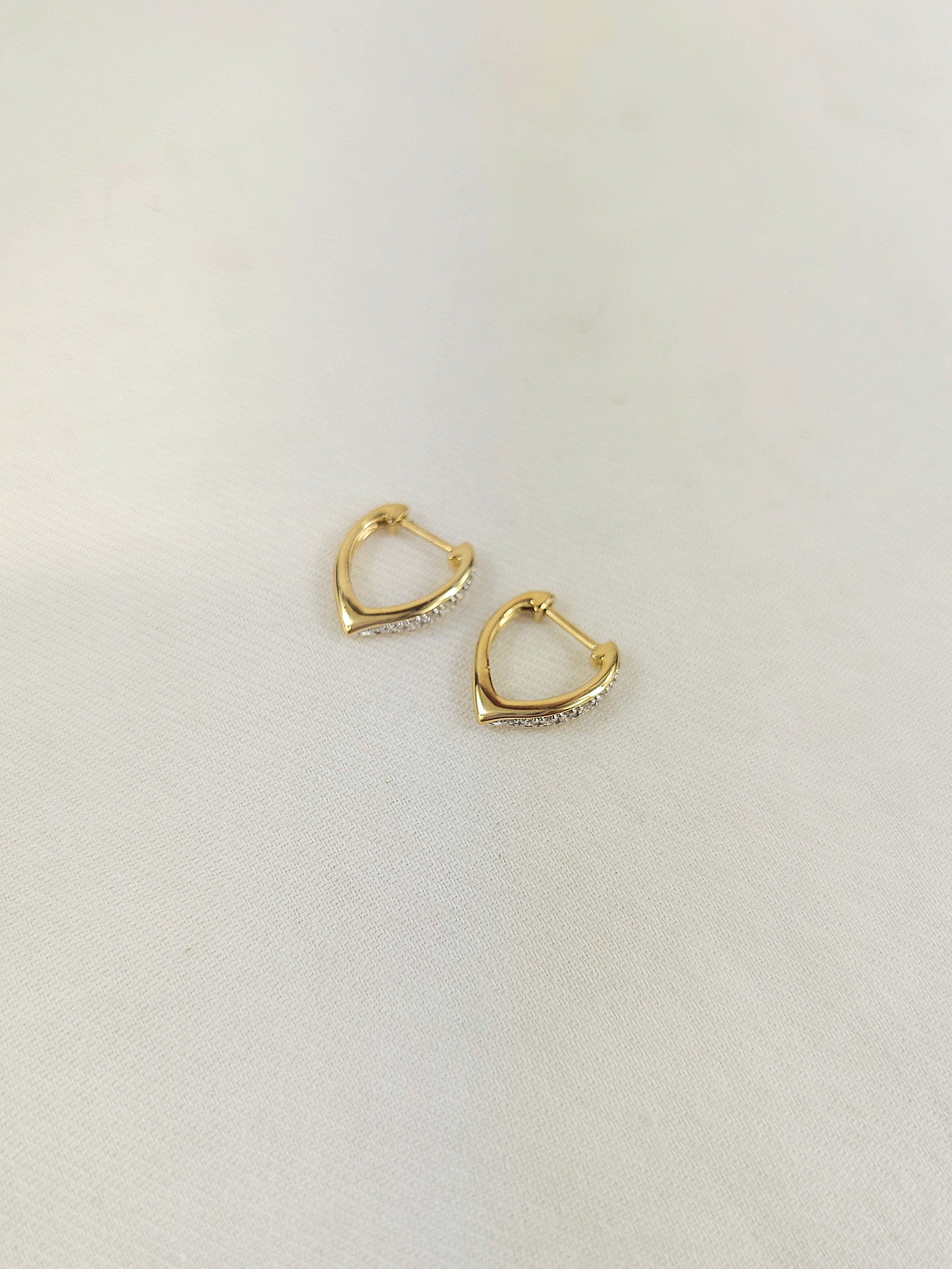 9ct Yellow Gold Beadset Diamond huggies