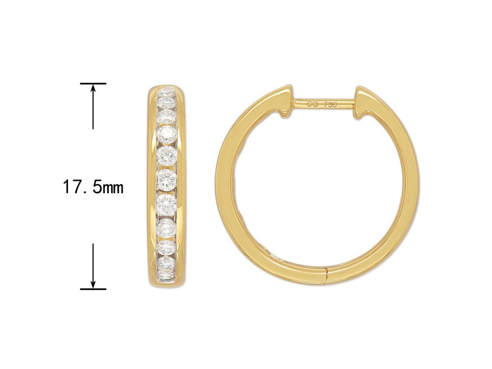 9ct Yellow Gold Diamond Huggie Earrings, 0.45ct Total
