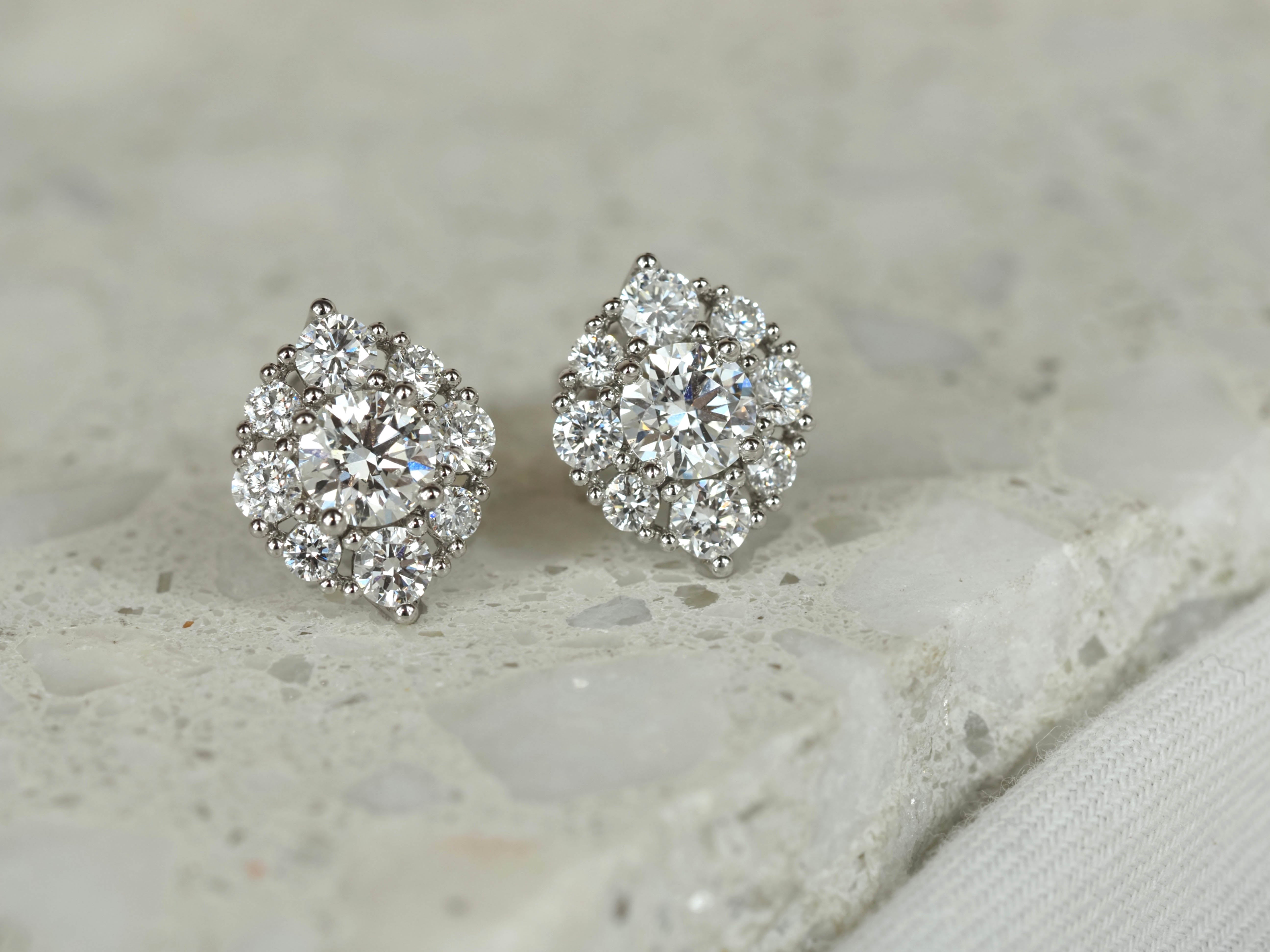 10ct White Gold Lab-Grown Diamond Stud Earrings, 2.04ct total