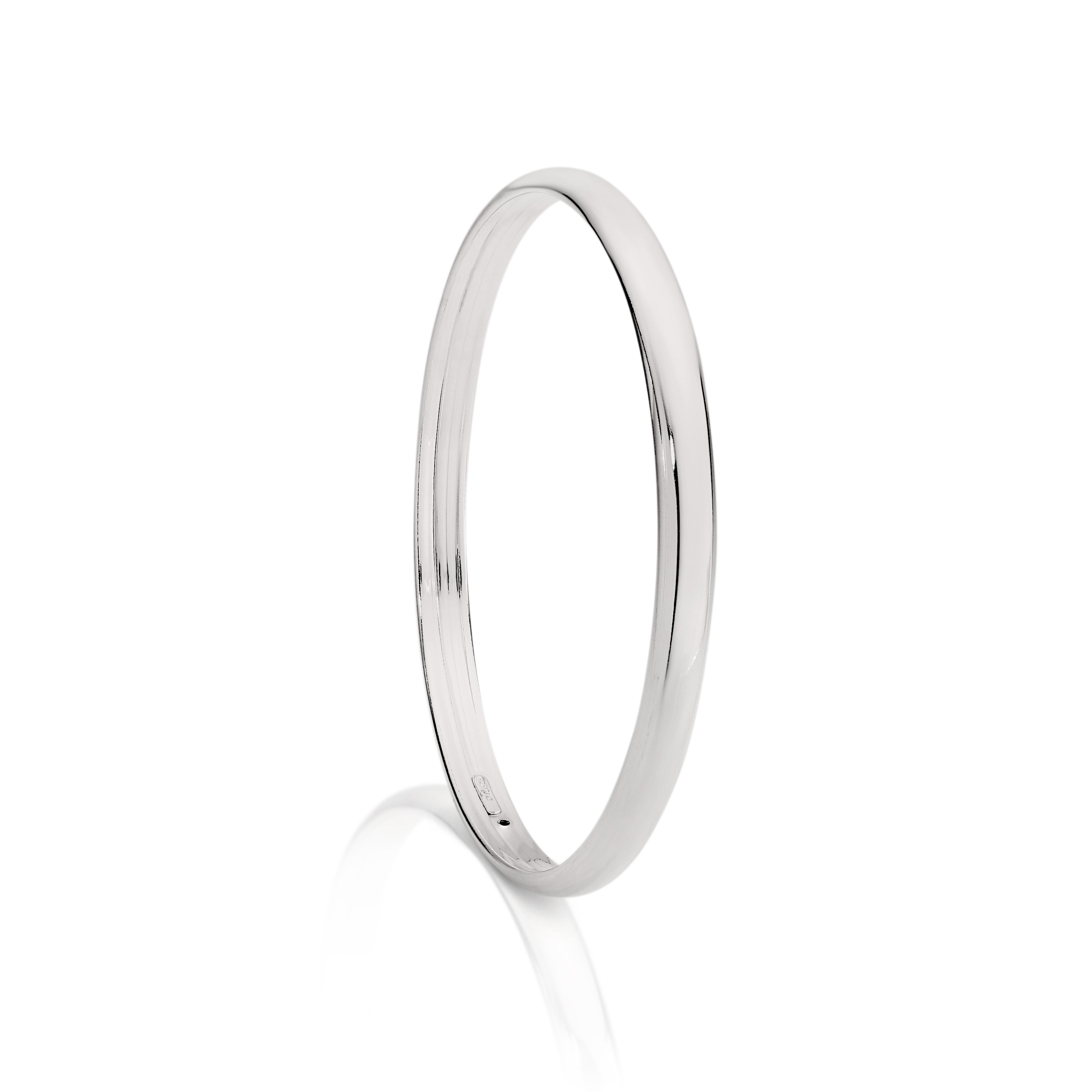 Sterling Silver Half Round Solid Bangle, 65mm