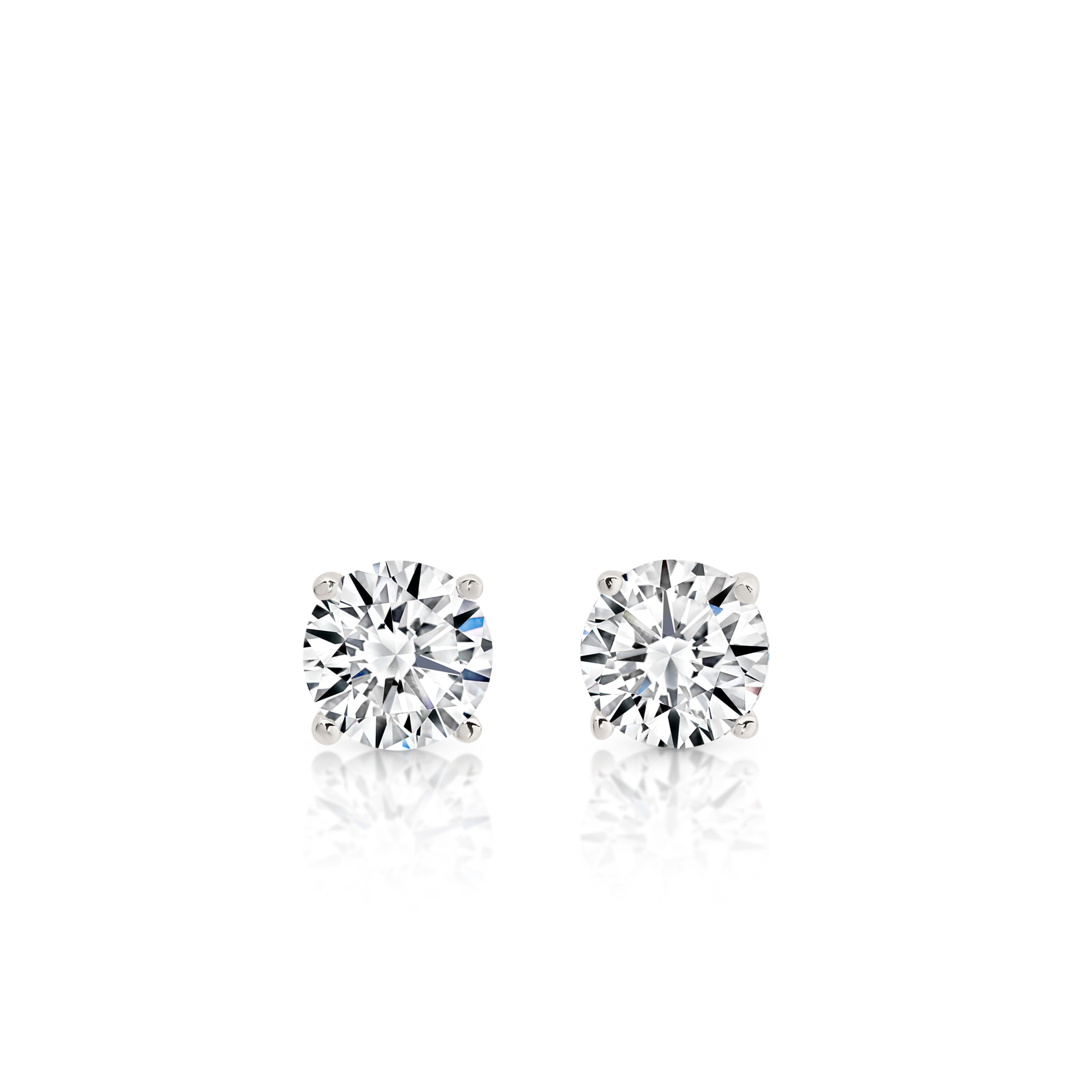 Silver Silver Round Cubic Zirconia Stud Earrings, 3mm