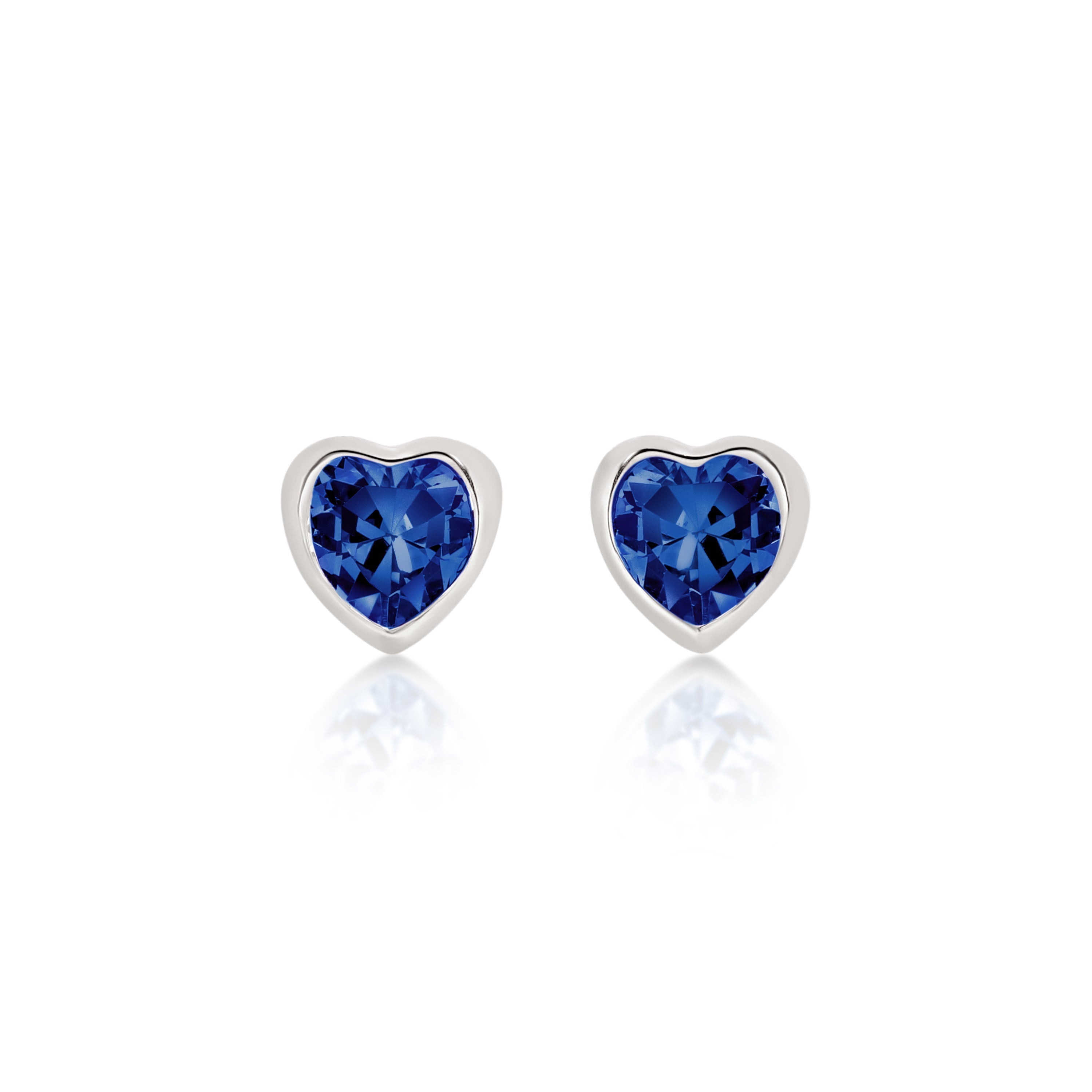 Sterling Silver Blue Heart Stud Earrings