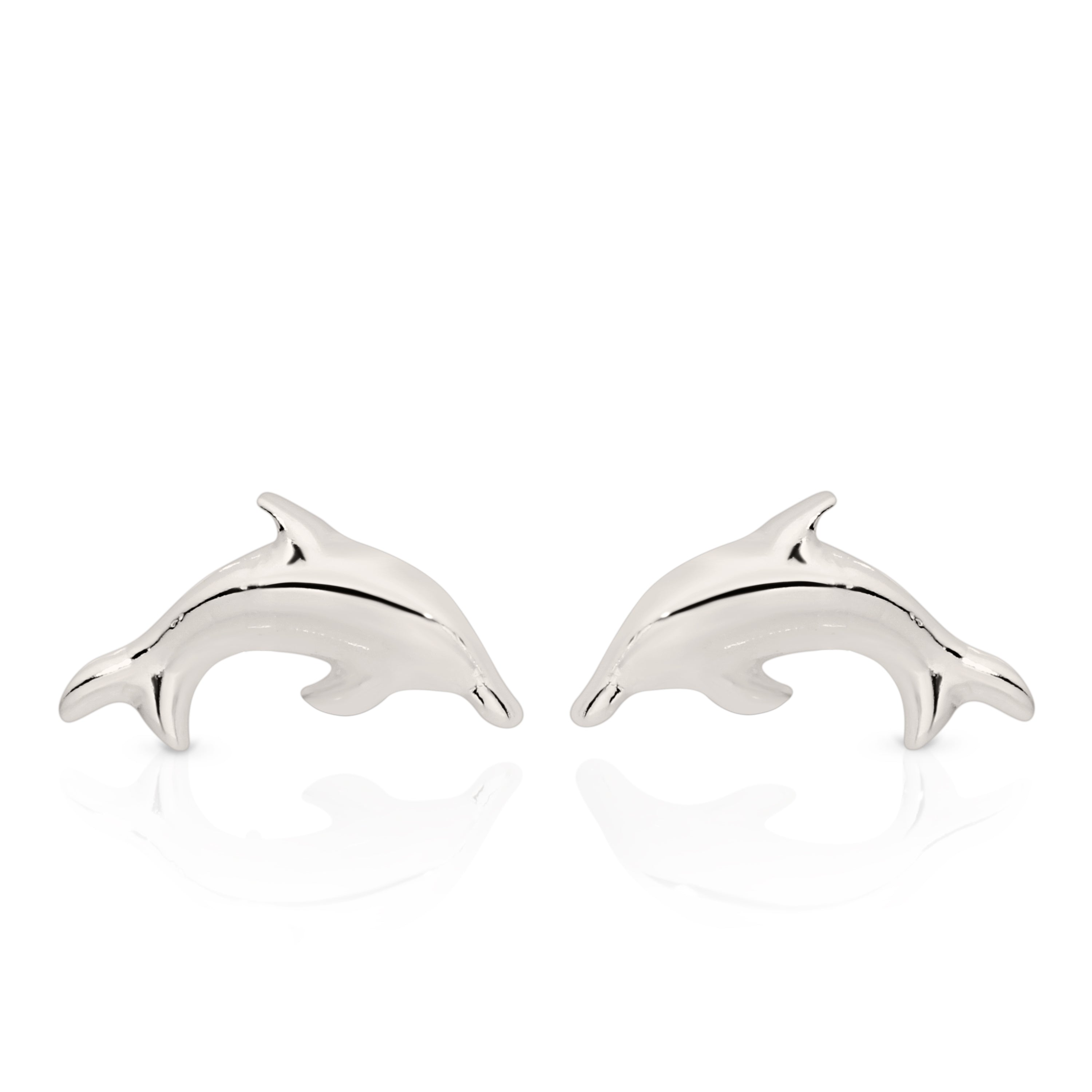 Silver dolphin studs