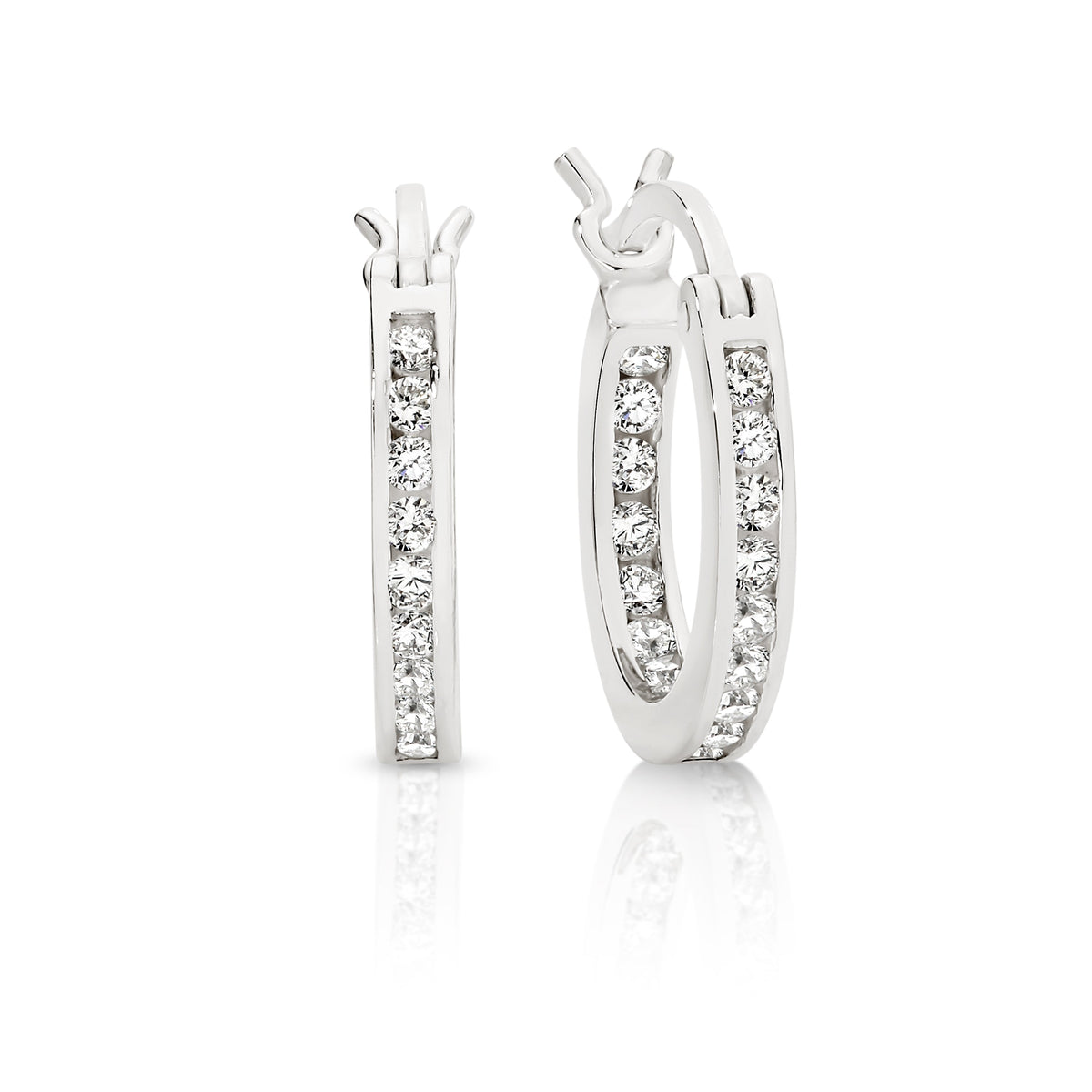 Sterling Silver Cubic Zirconia Hoop Earrings