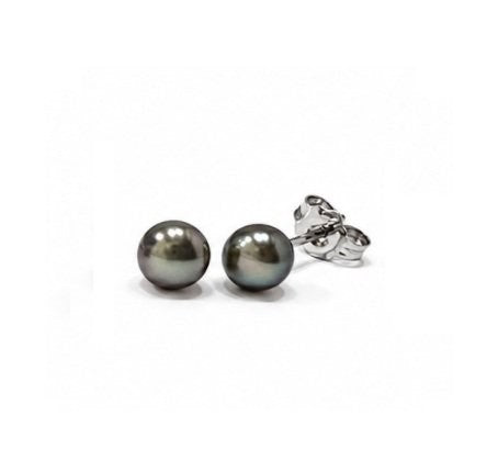 Sterling Silver Freshwater Grey Pearl Stud Earrings