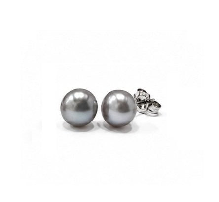 Sterling Silver Freshwater Grey Pearl Stud Earrings