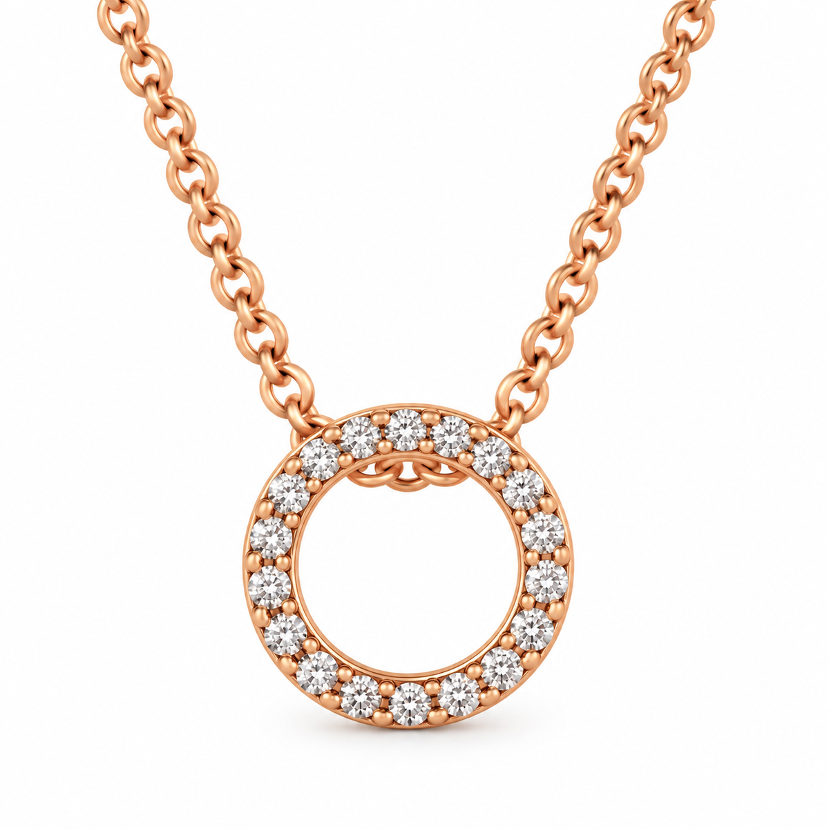 9ct Rose Gold Circle Cubic Zirconia Pendant