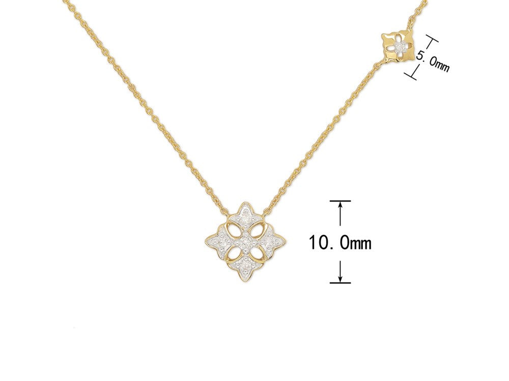 9ct Yellow and White gold Diamond necklet, 0.075ct total