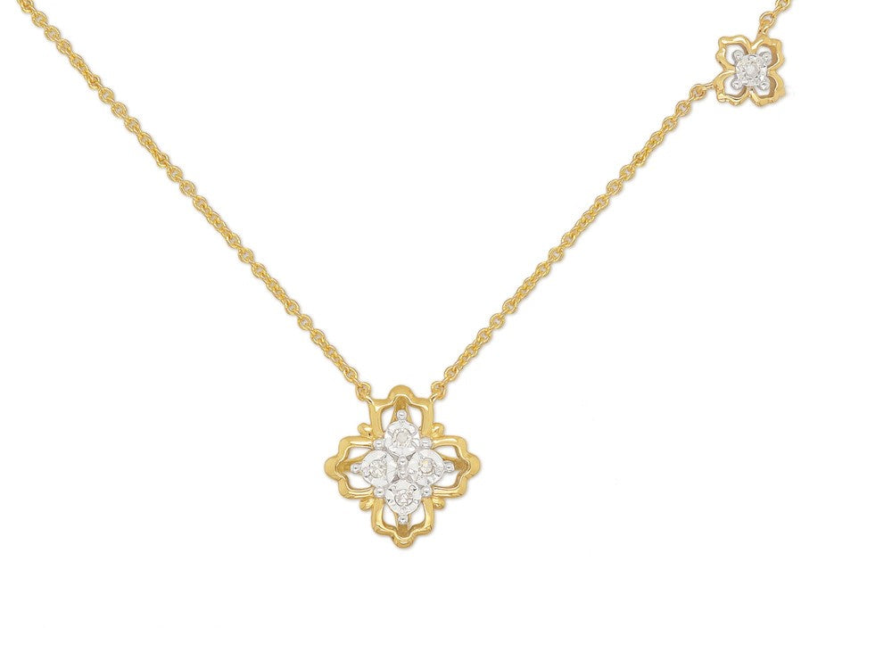 9ct Yellow and White Gold Diamond necklet, 0.028ct total