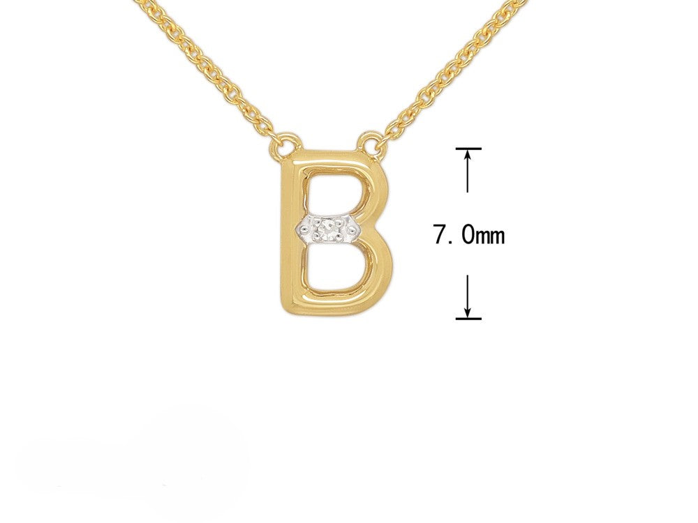 9ct Yellow Gold Diamond set Initial 'B' necklet