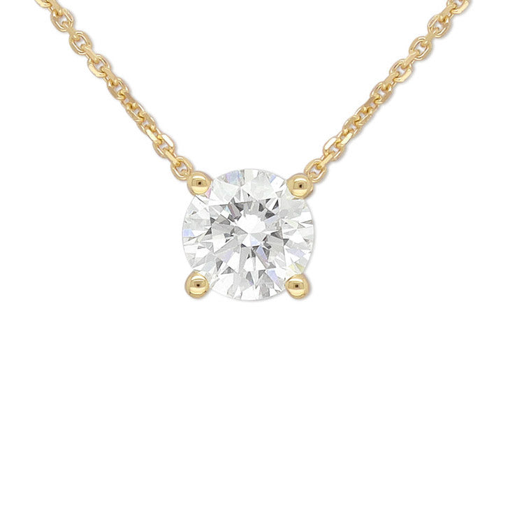 9ct Yellow Gold Round Cut Lab-Grown Diamond Pendant, 0.80ct