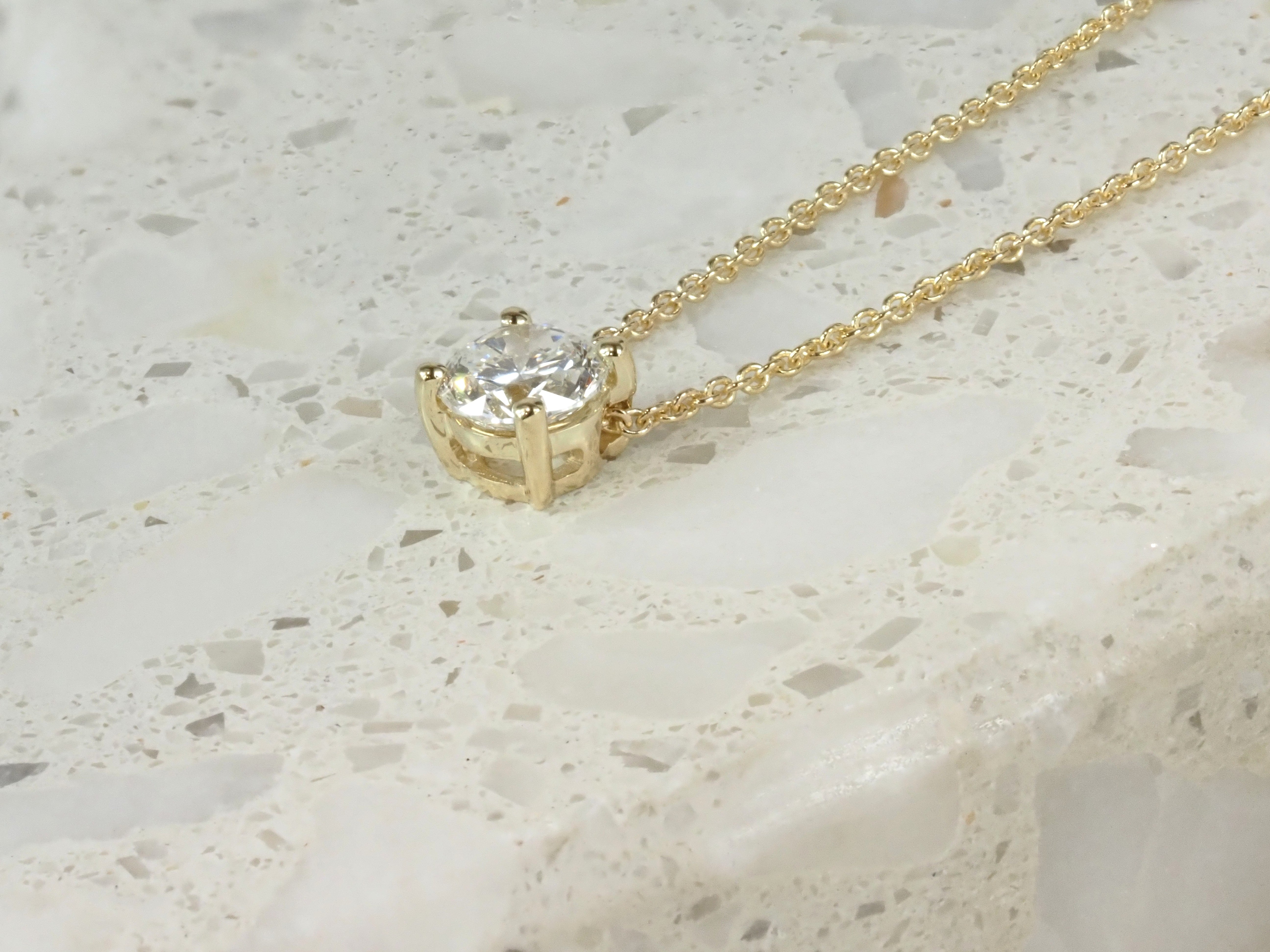 9ct Yellow Gold Round Cut Lab-Grown Diamond Slider Pendant, 0.42ct Total