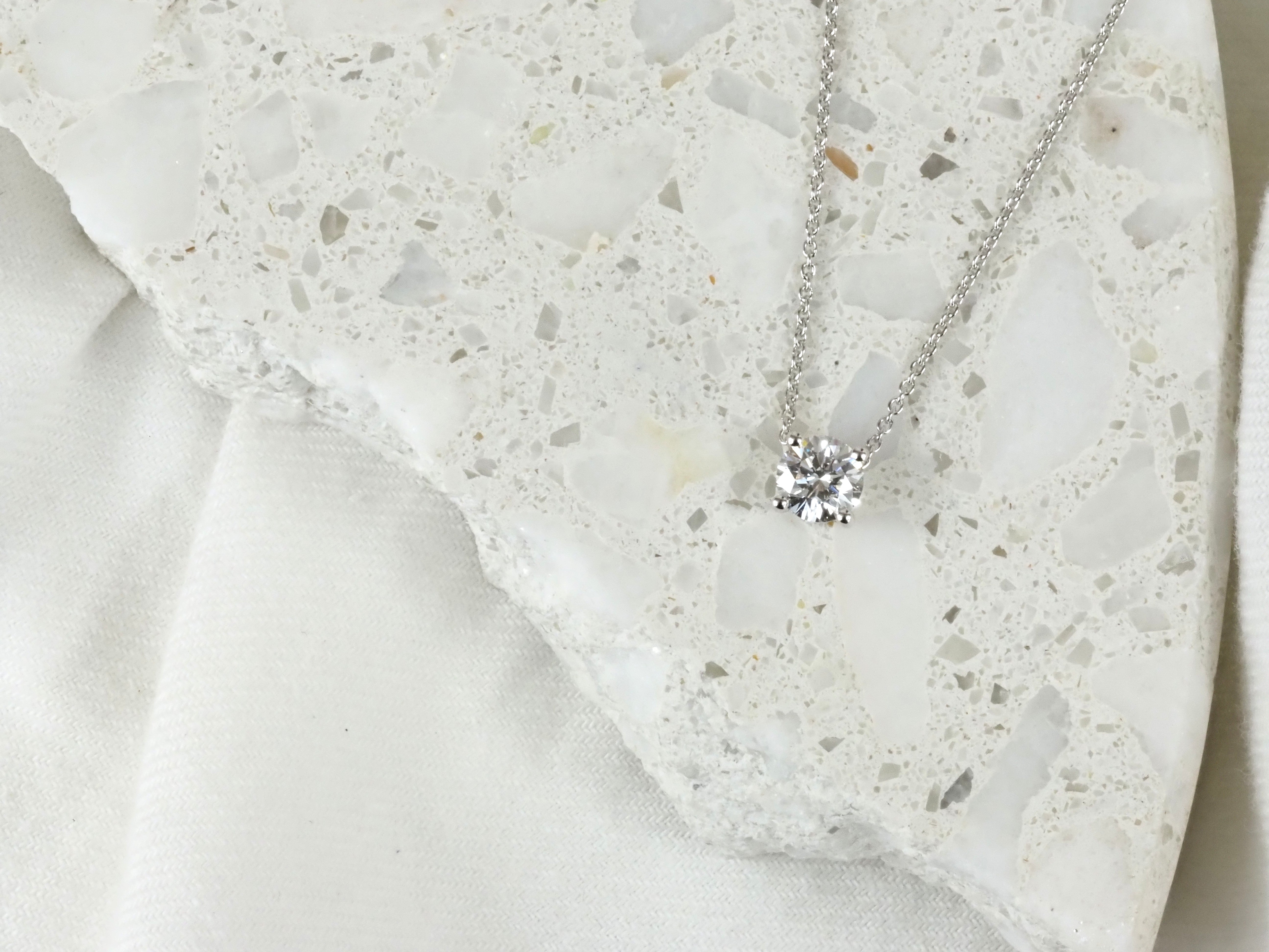 9ct White Gold Round Cut Lab-Grown Diamond Slider Pendant, 0.42ct Total