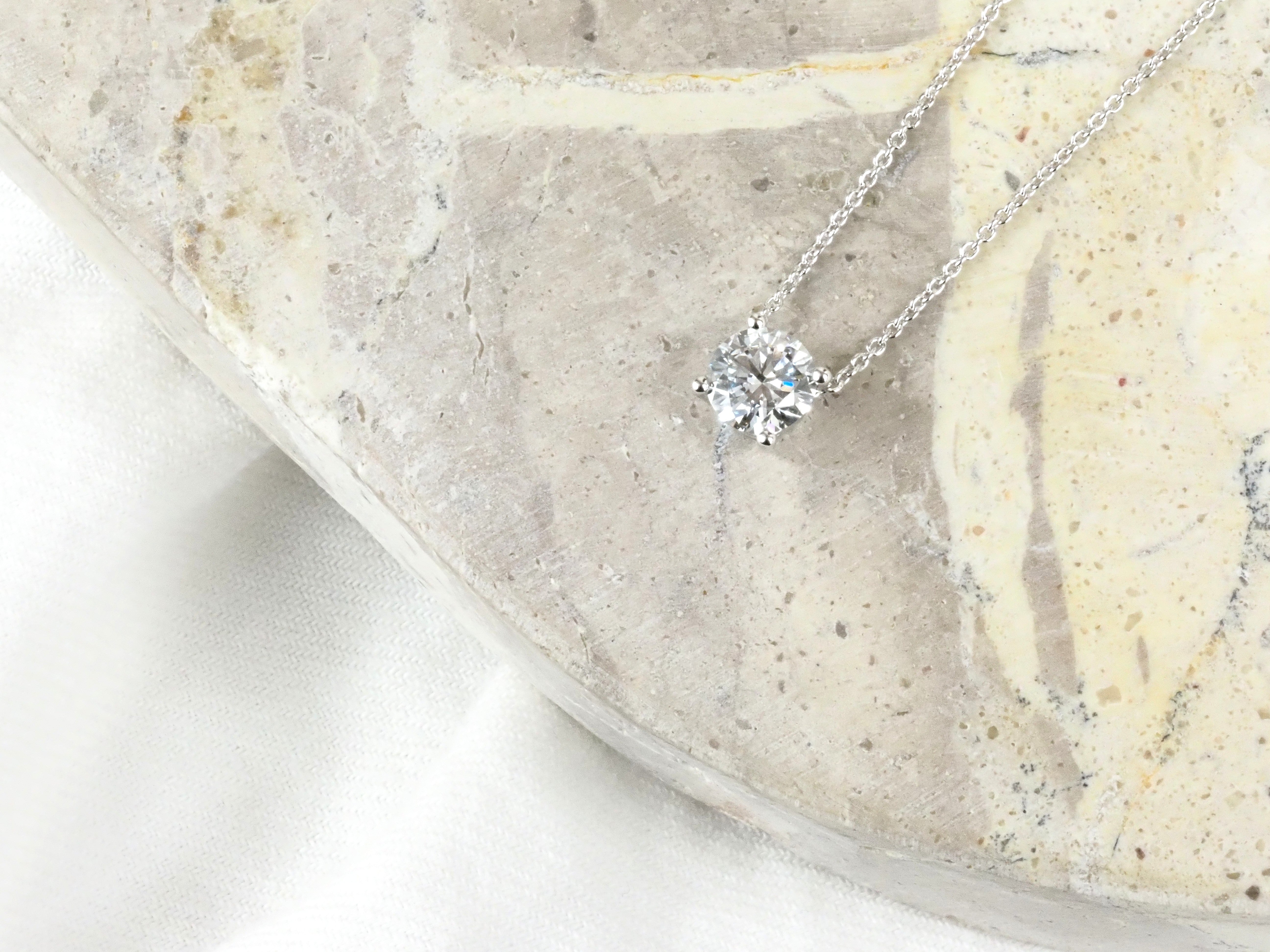 9ct White Gold Round Cut Lab-Grown Diamond Slider Pendant, 0.60ct Total