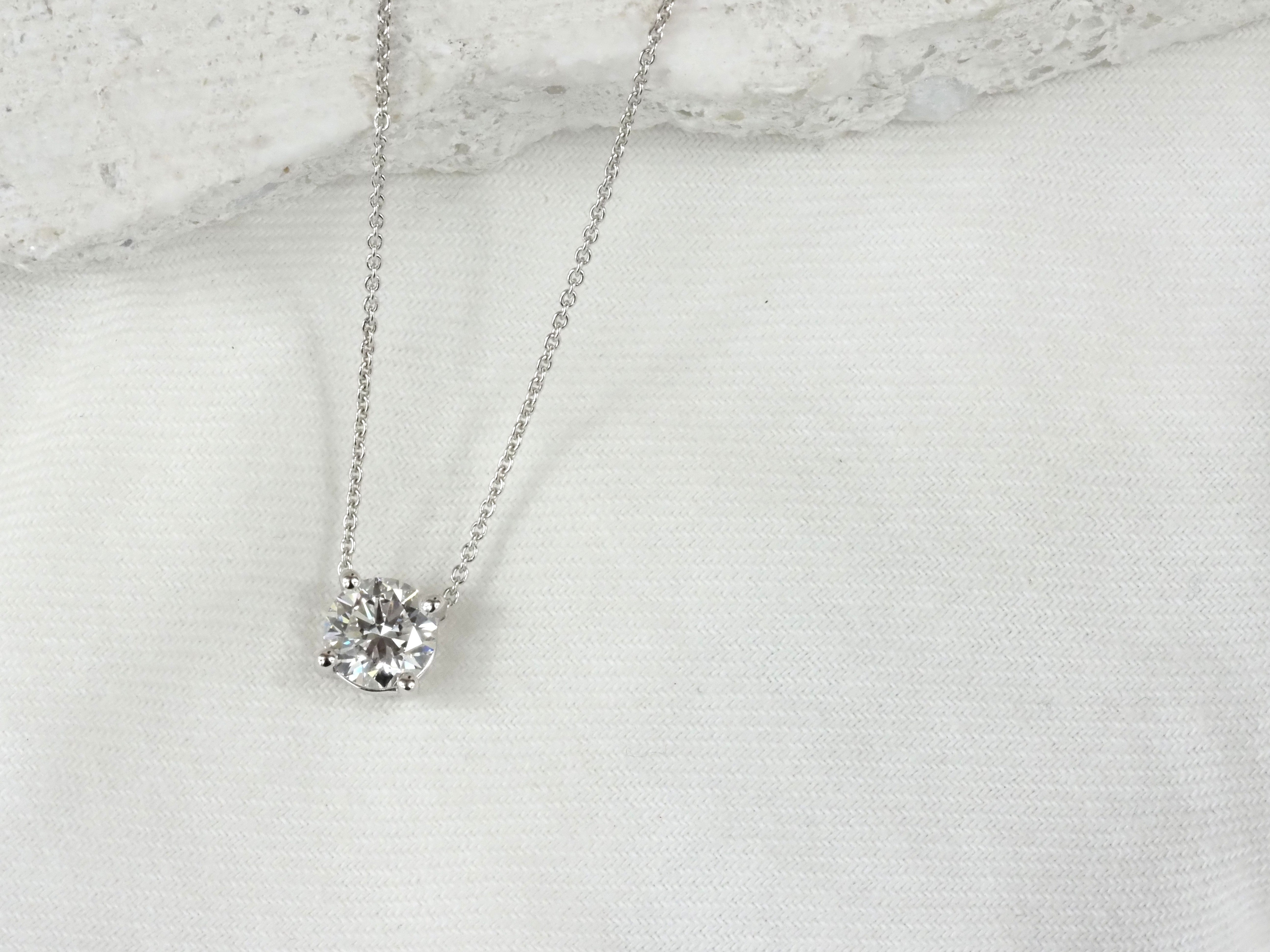 9ct White Gold Round Cut Lab-Grown Diamond Slider Pendant, 0.80ct