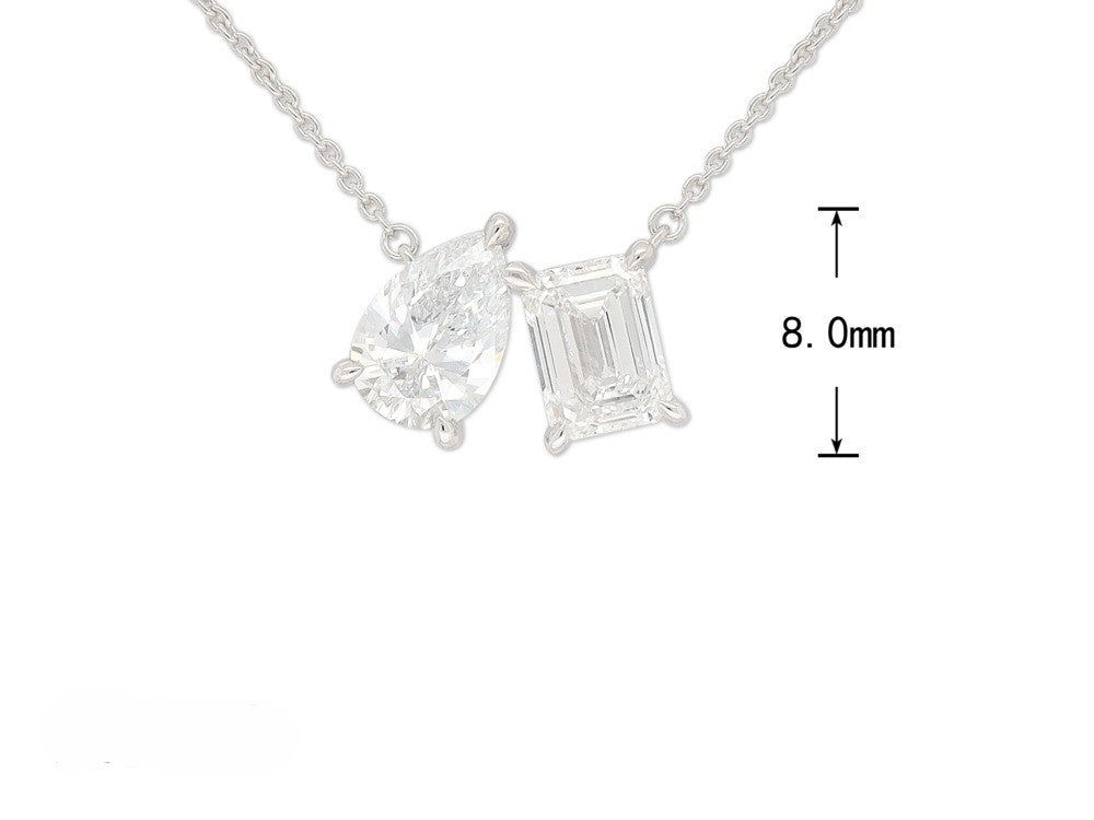 9ct White Gold Emerald and Pear Cut Lab-Grown Diamond Pendant, 1.57ct total